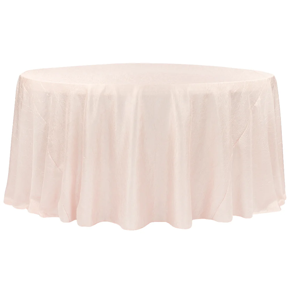 Crushed Taffeta 120" Round Tablecloth - Blush/Rose Gold