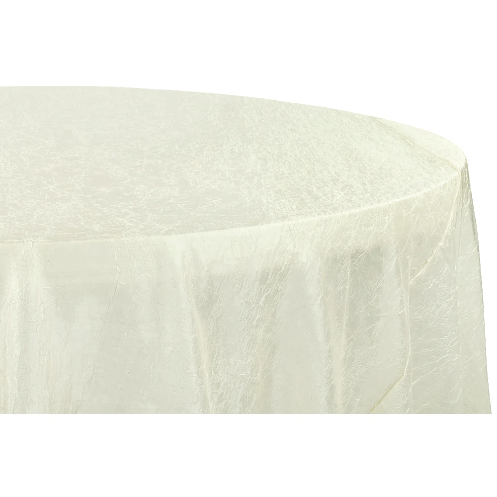Crushed Taffeta 120" Round Tablecloth - Ivory - Image 2