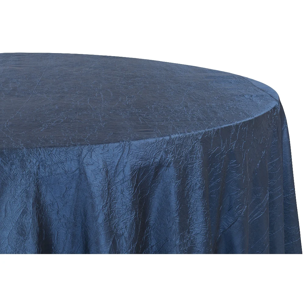 Crushed Taffeta 120" Round Tablecloth - Navy Blue - Image 2