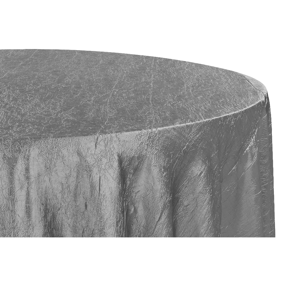 Crushed Taffeta 120" Round Tablecloth - Silver - Image 2