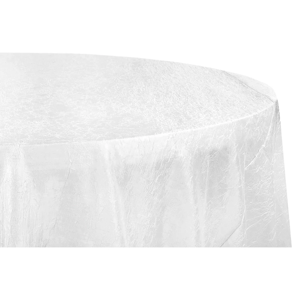 Crushed Taffeta 120" Round Tablecloth - White - Image 3