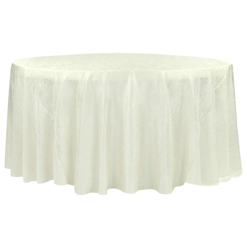 Crushed Taffeta 132" Round Tablecloth - Ivory