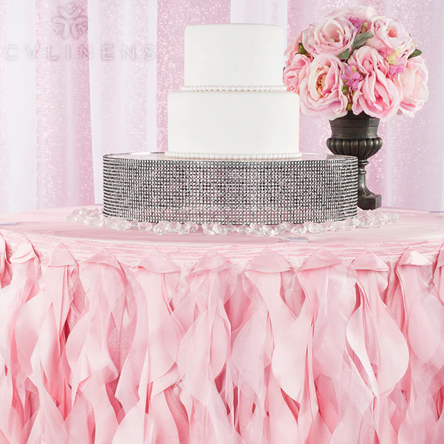 Curly Willow 14ft Table Skirt - Pink - Image 2
