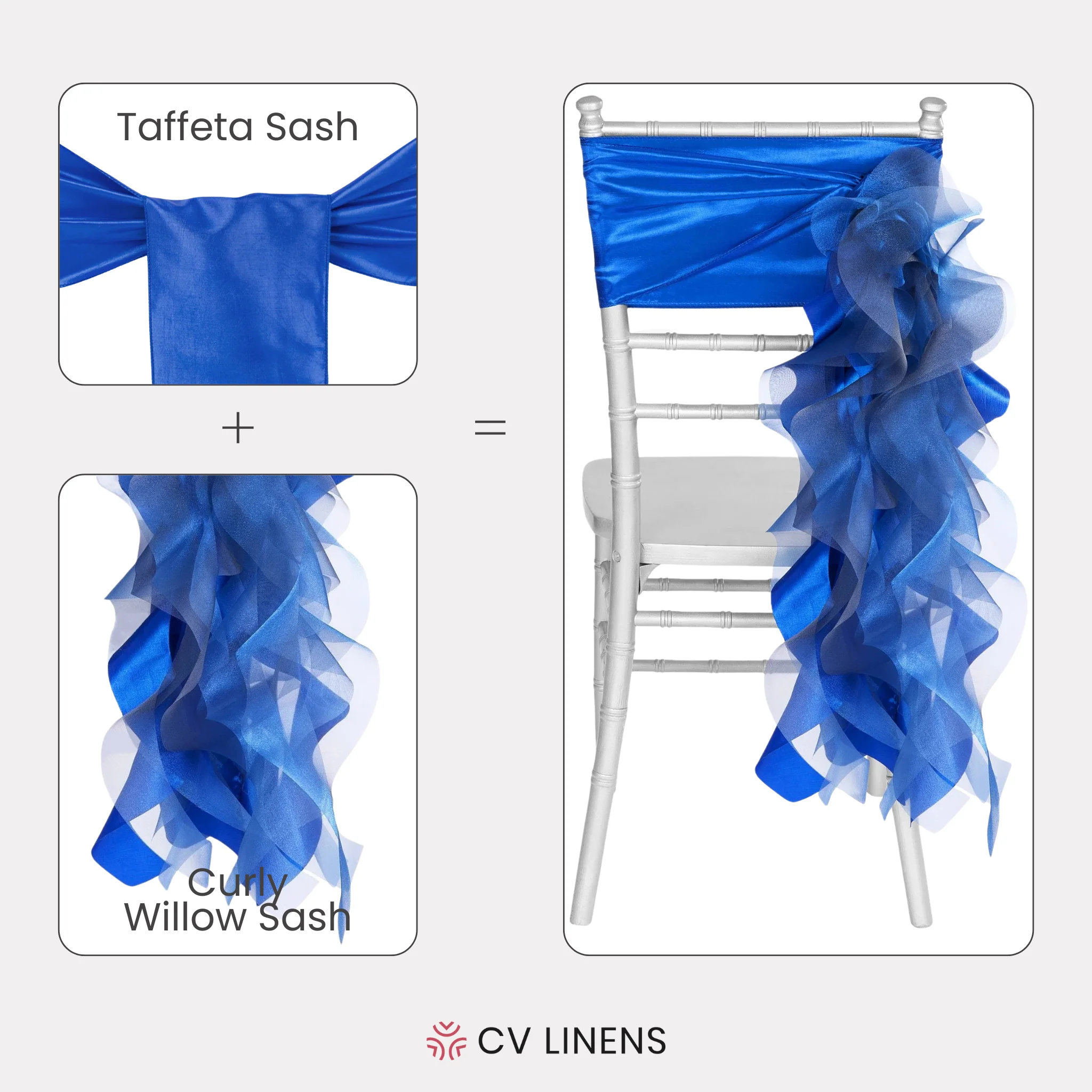 Curly Willow Chair Sash - Royal Blue - Image 3