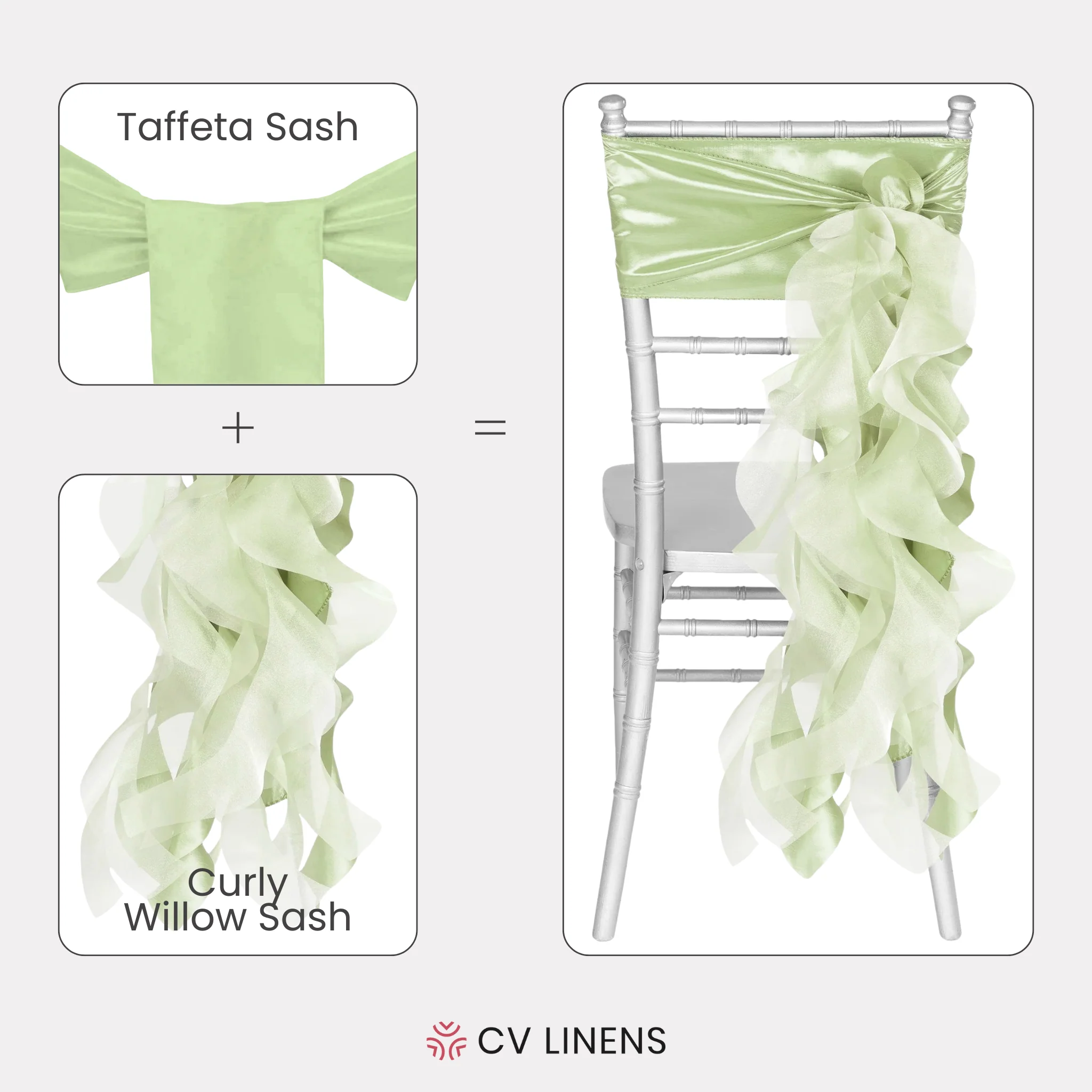 Curly Willow Chair Sash - Sage Green - Image 3