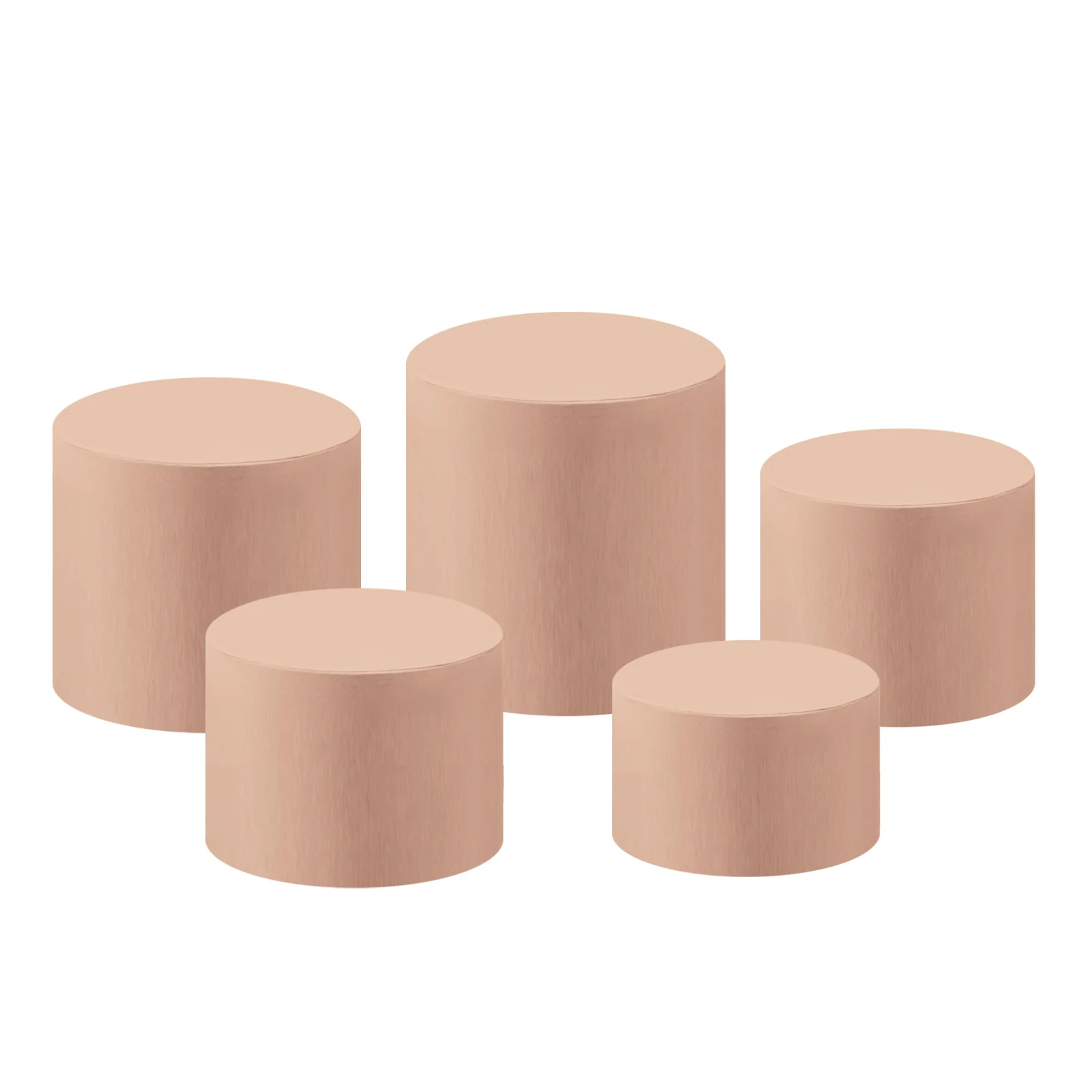 Spandex Covers for Cylinder Metal Cake/Dessert Pedestal Stands 5 pcs/set - Blush/Rose Gold