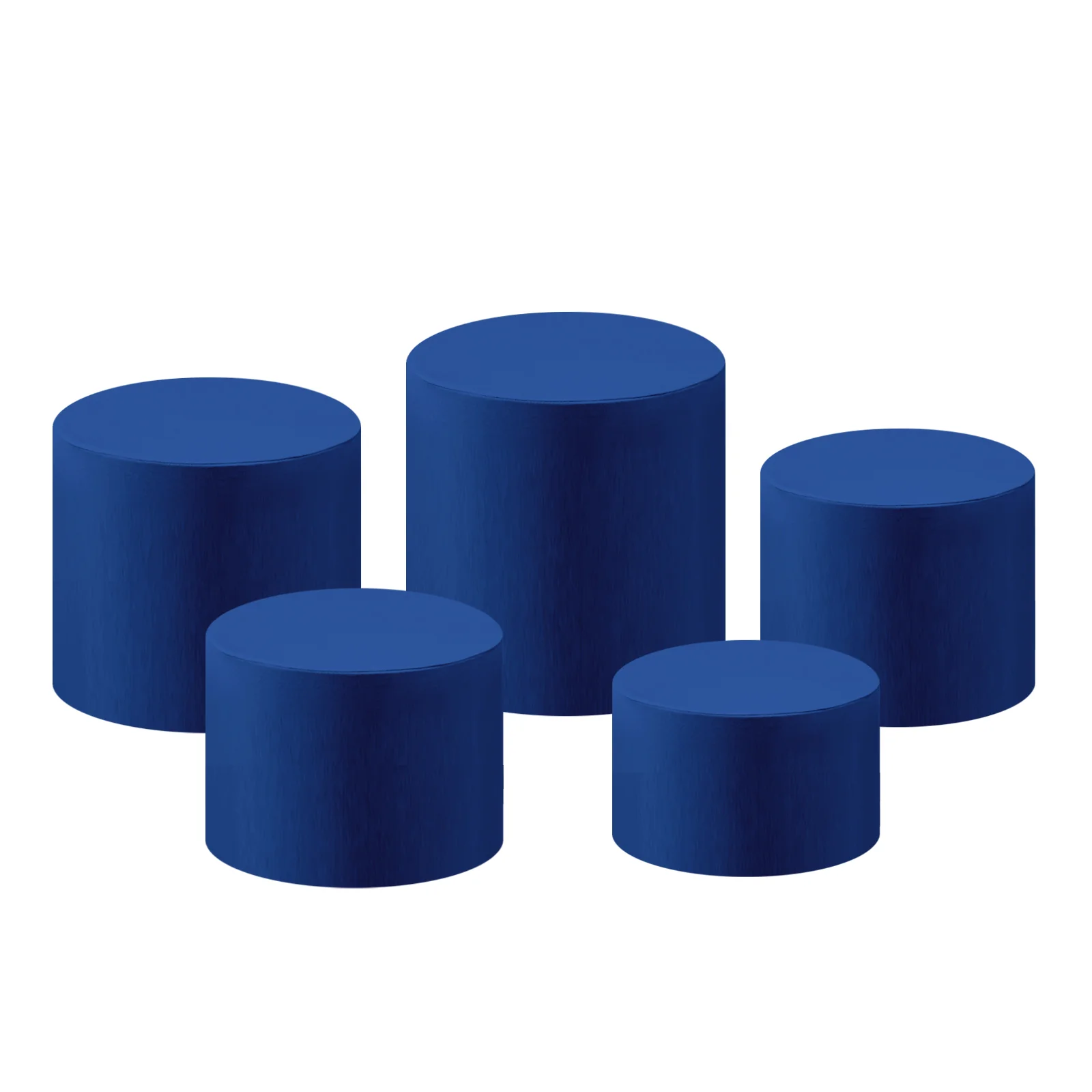 Spandex Covers for Cylinder Metal Cake/Dessert Pedestal Stands 5 pcs/set - Navy Blue
