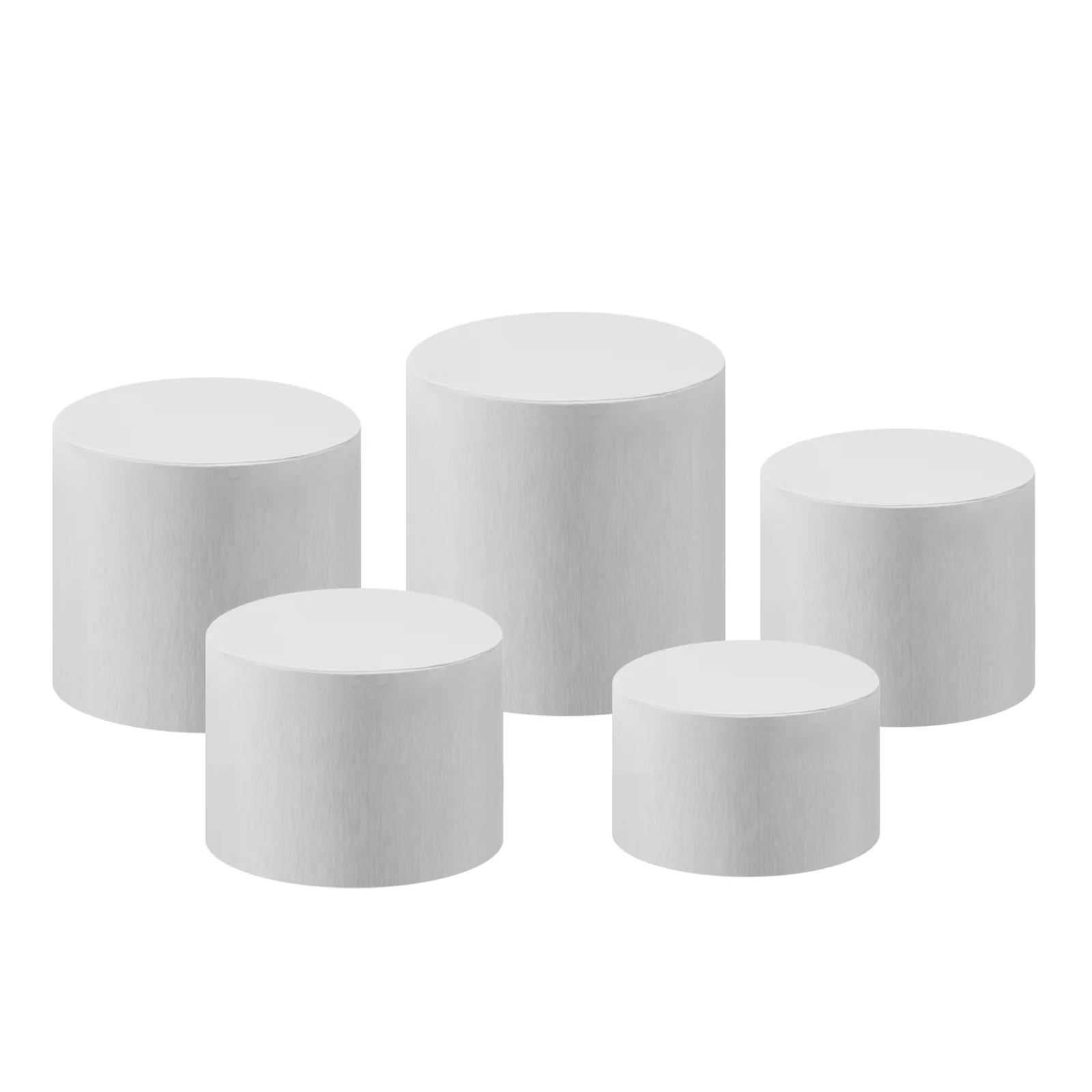 Spandex Covers for Cylinder Metal Cake/Dessert Pedestal Stands 5 pcs/set - White