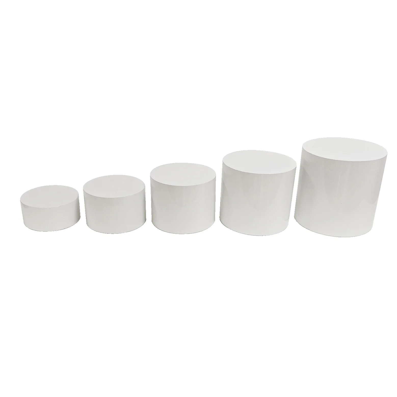 White Cylinder Round Pedestal Cake/Dessert Display Stands 5 pcs/set - Image 4