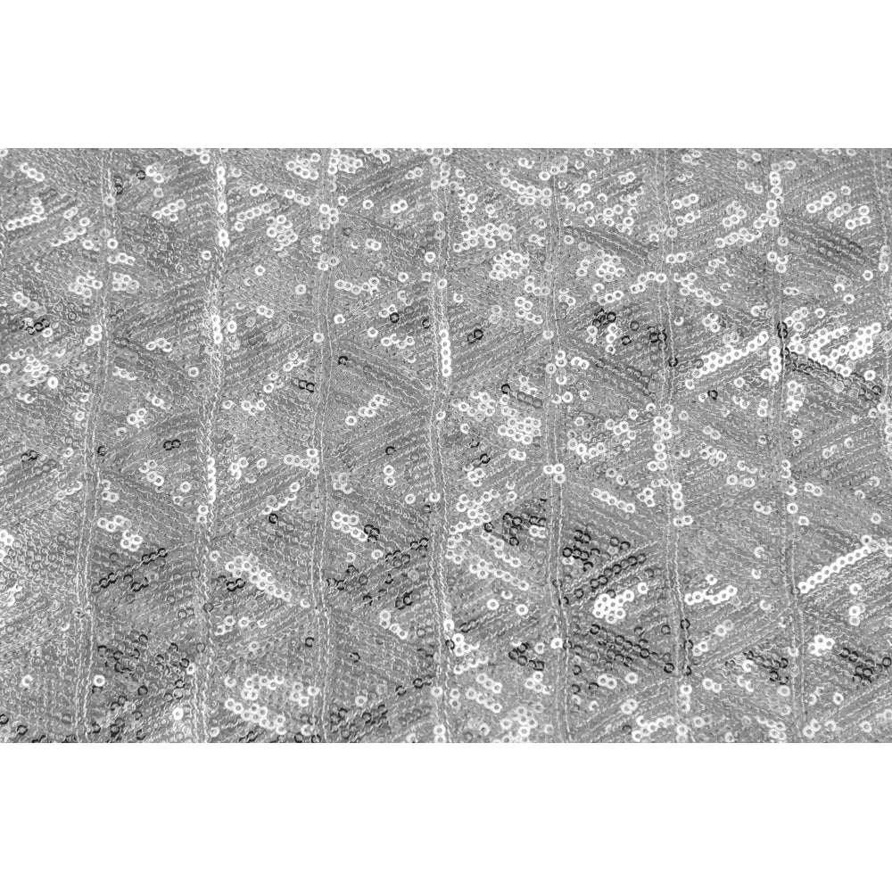 Diamond Glitz Sequin Rectangular Tablecloth 90"x156" - Silver - Image 3
