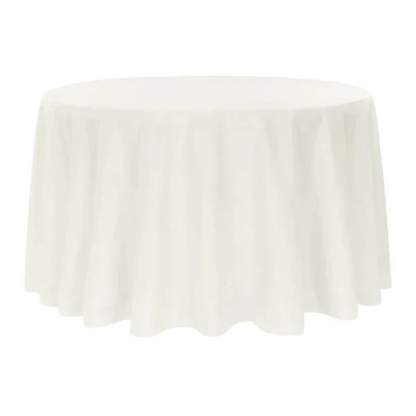 Economy Premium Polyester Tablecloth 132" Round - Off White
