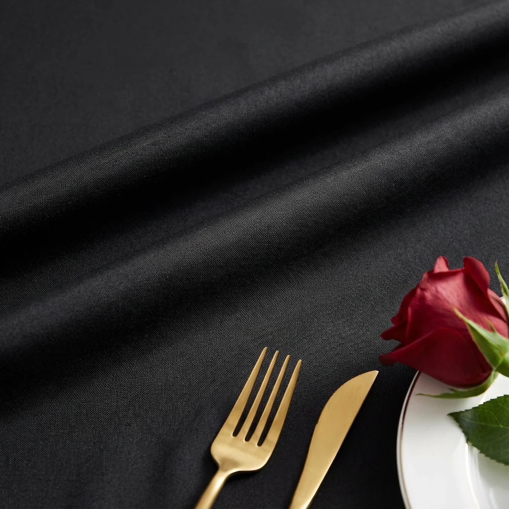 Economy Polyester Tablecloth 108" Round - Black - Image 5