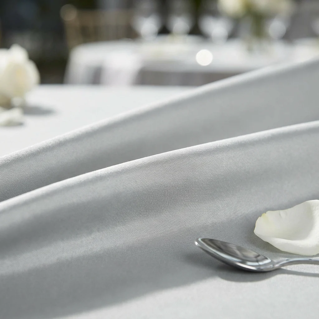 Economy Polyester Tablecloth 108" Round - Gray/Silver - Image 4
