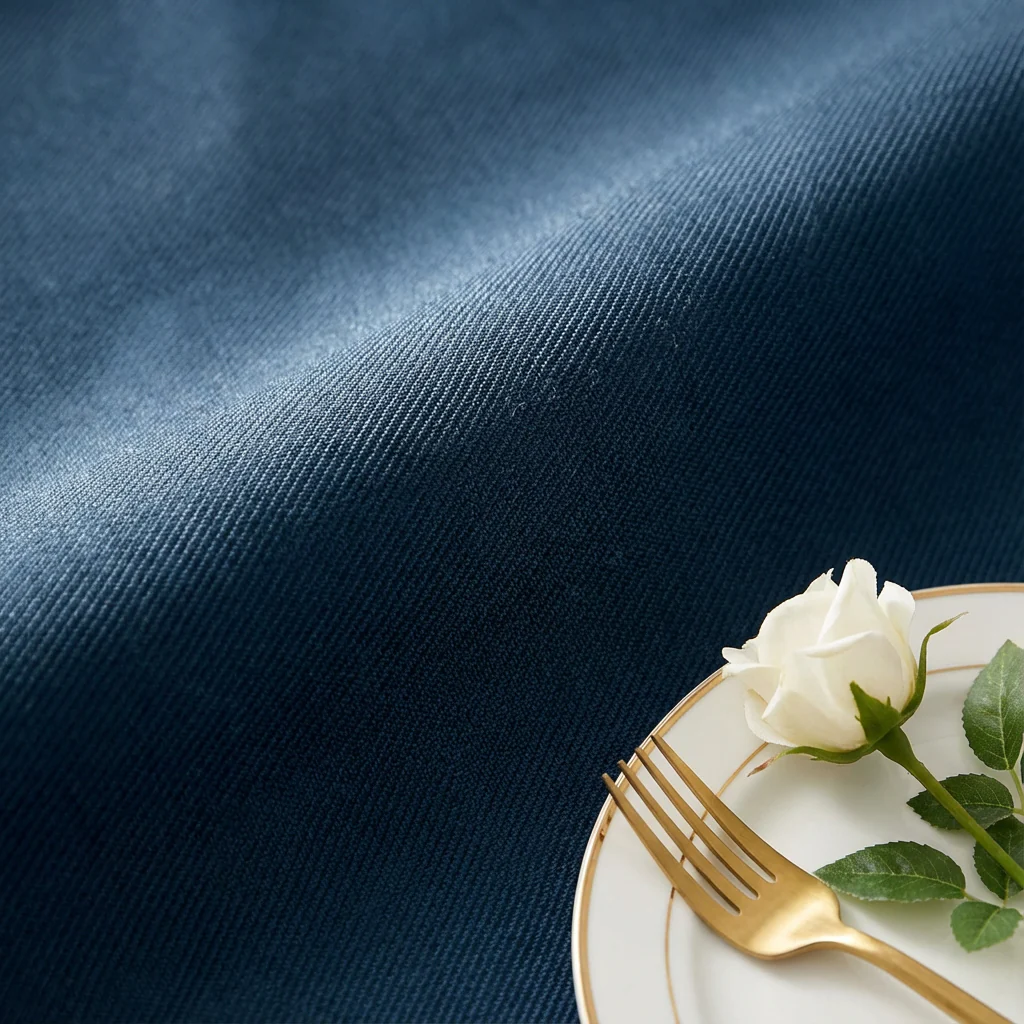 Economy Polyester Tablecloth 108" Round - Navy Blue - Image 4