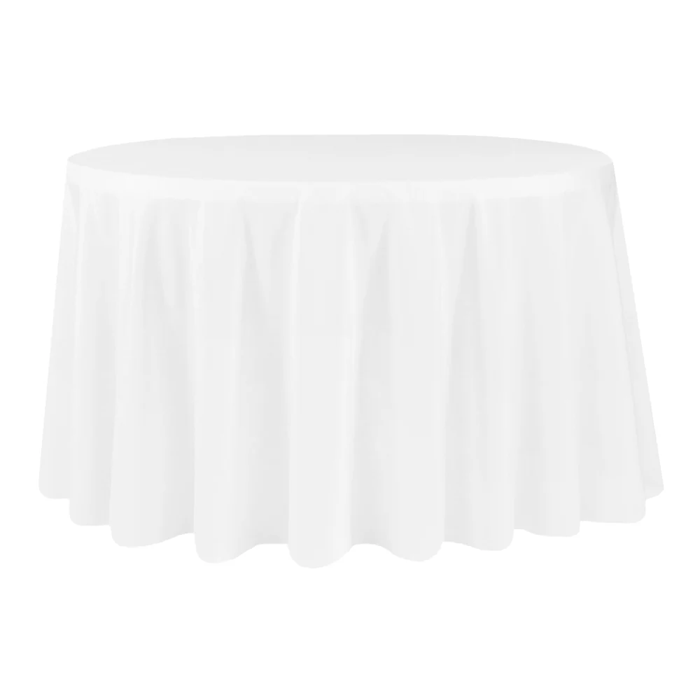 Economy Polyester Tablecloth 108" Round - White