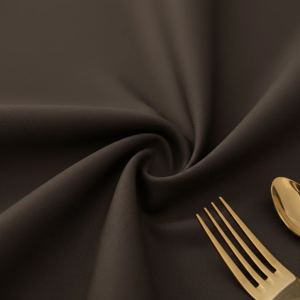 Economy Polyester Tablecloth 120" Round - Chocolate - Image 4