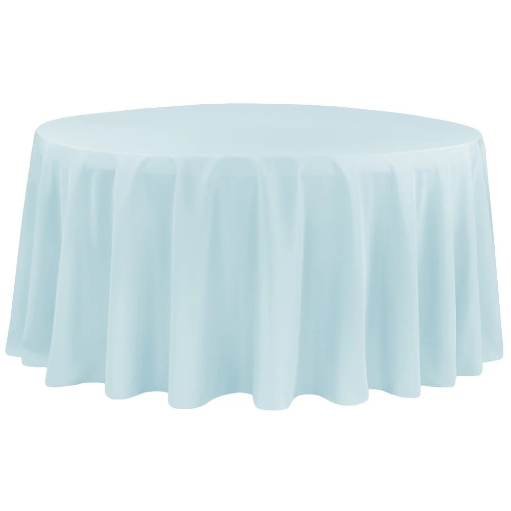 Economy Polyester Tablecloth 132" Round - Baby Blue