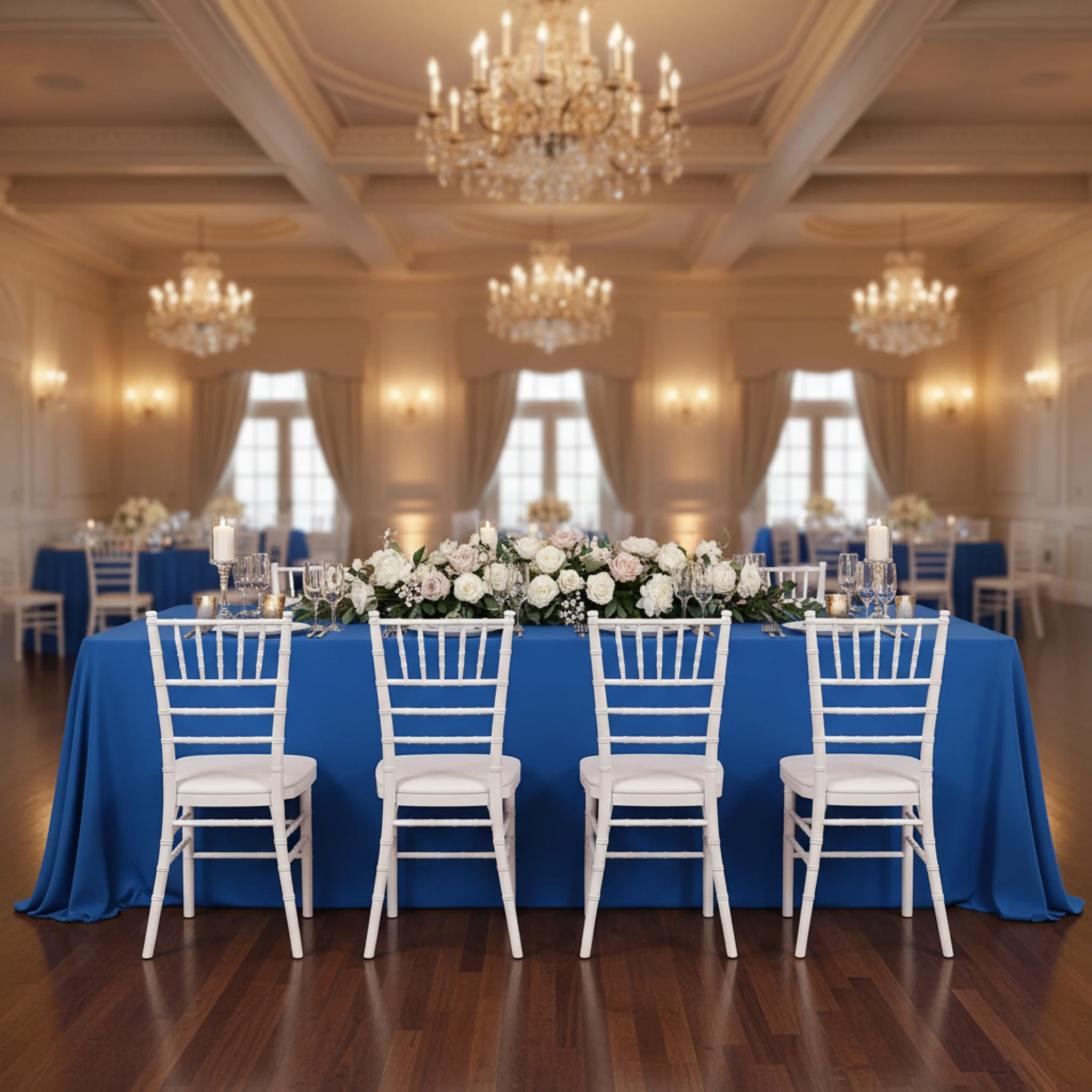 Economy Polyester Tablecloth 90"x132" Oblong Rectangular - Royal Blue - Image 3