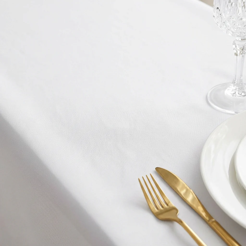 Economy Polyester Tablecloth 90"x132" Oblong Rectangular - White - Image 6