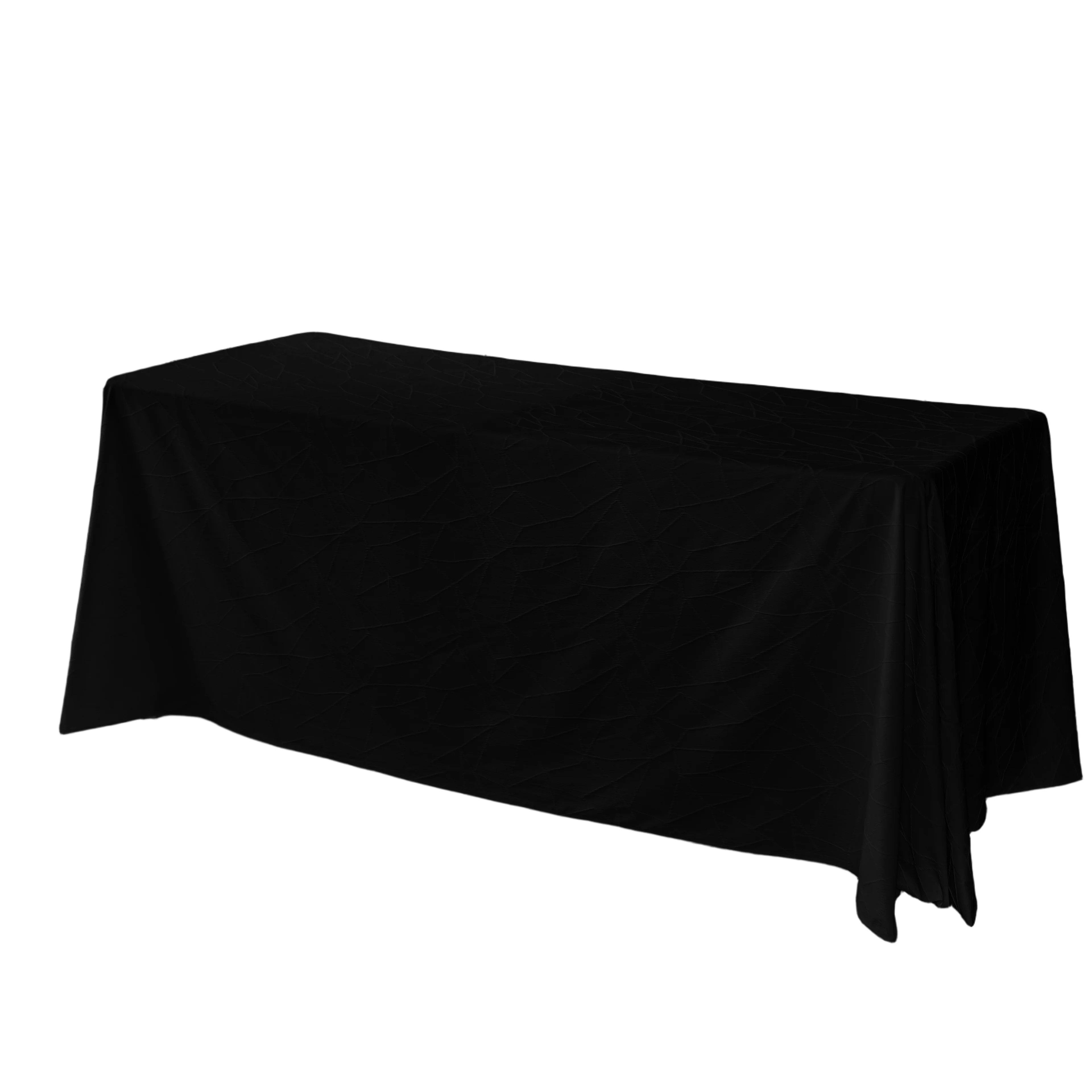 Embossed Geometric Jacquard 90"x132" Rectangle Tablceloth - Black - Image 6