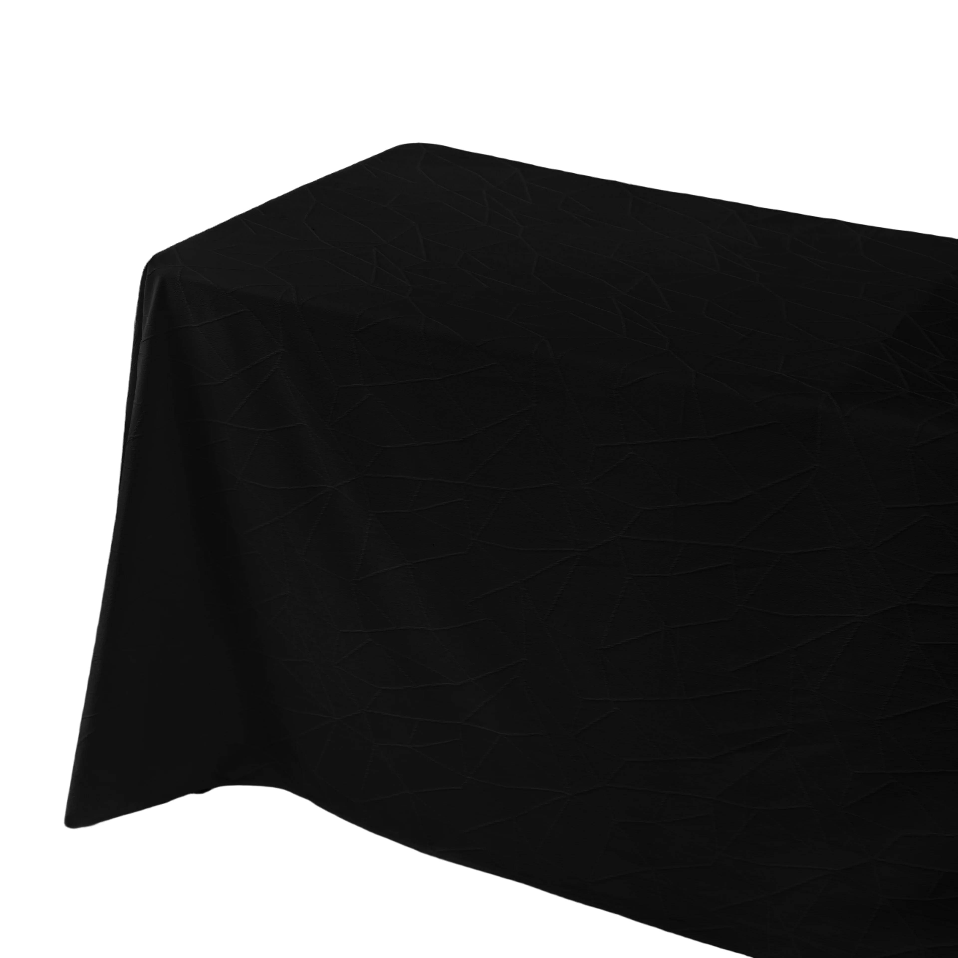 Embossed Geometric Jacquard 90"x132" Rectangle Tablceloth - Black - Image 8