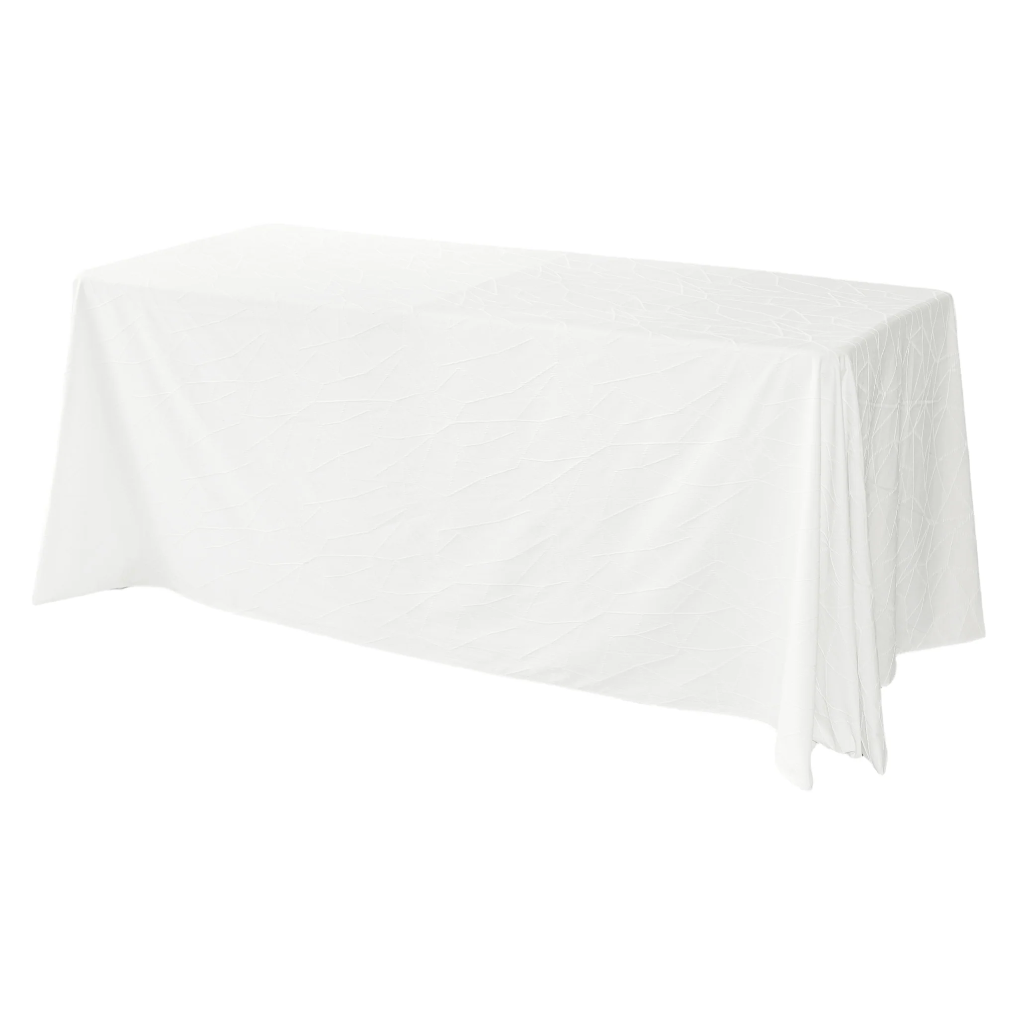 Embossed Geometric Jacquard 90"x132" Rectangle Tablceloth - Light Ivory/Off White - Image 2