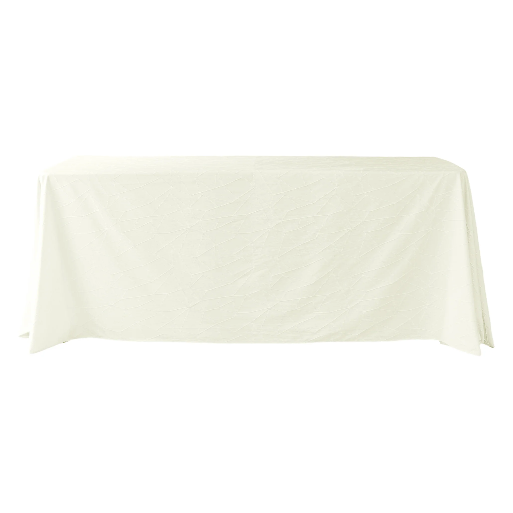 Embossed Geometric Jacquard 90"x156" Rectangle Tablecloth - Ivory - Image 3