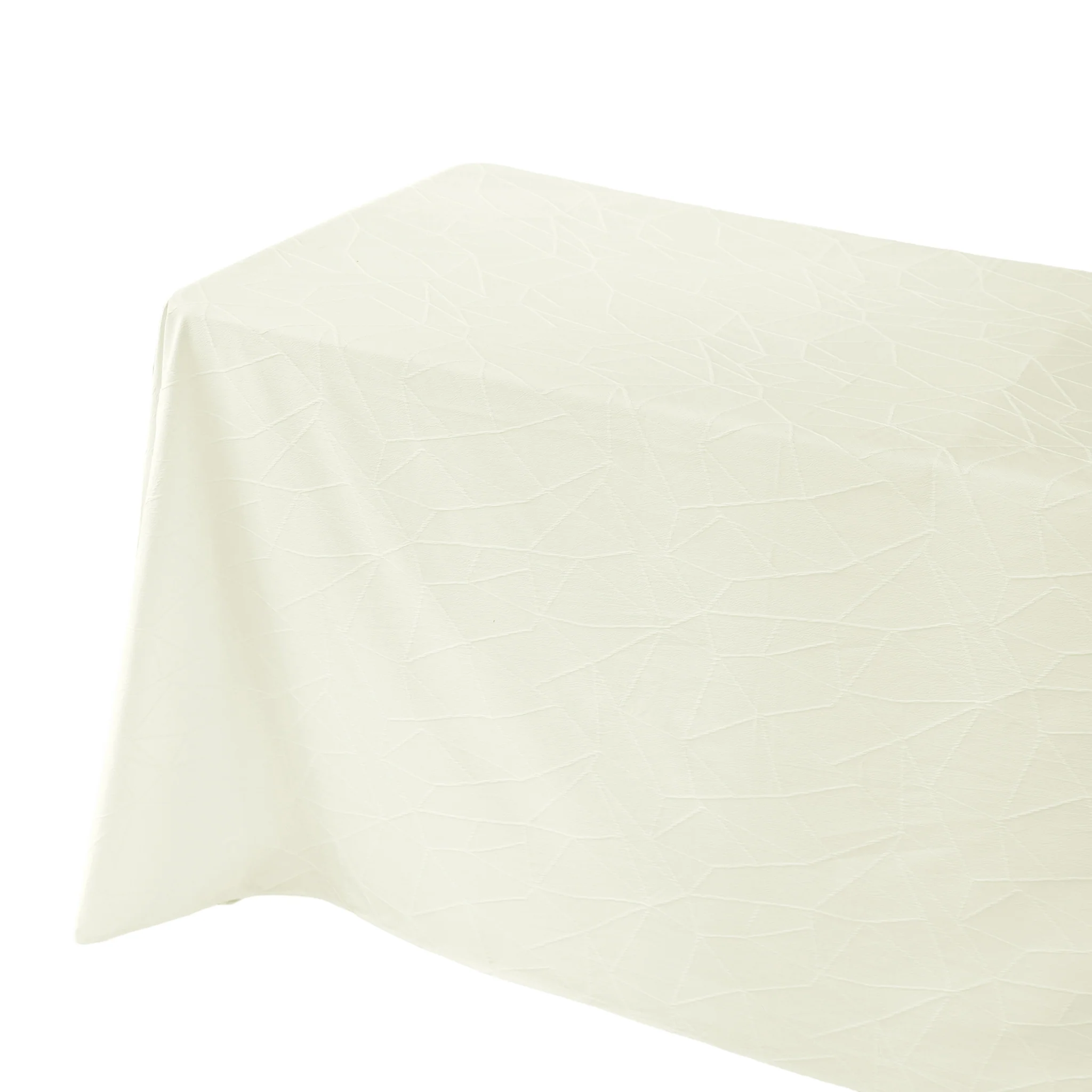 Embossed Geometric Jacquard 90"x156" Rectangle Tablecloth - Ivory - Image 5