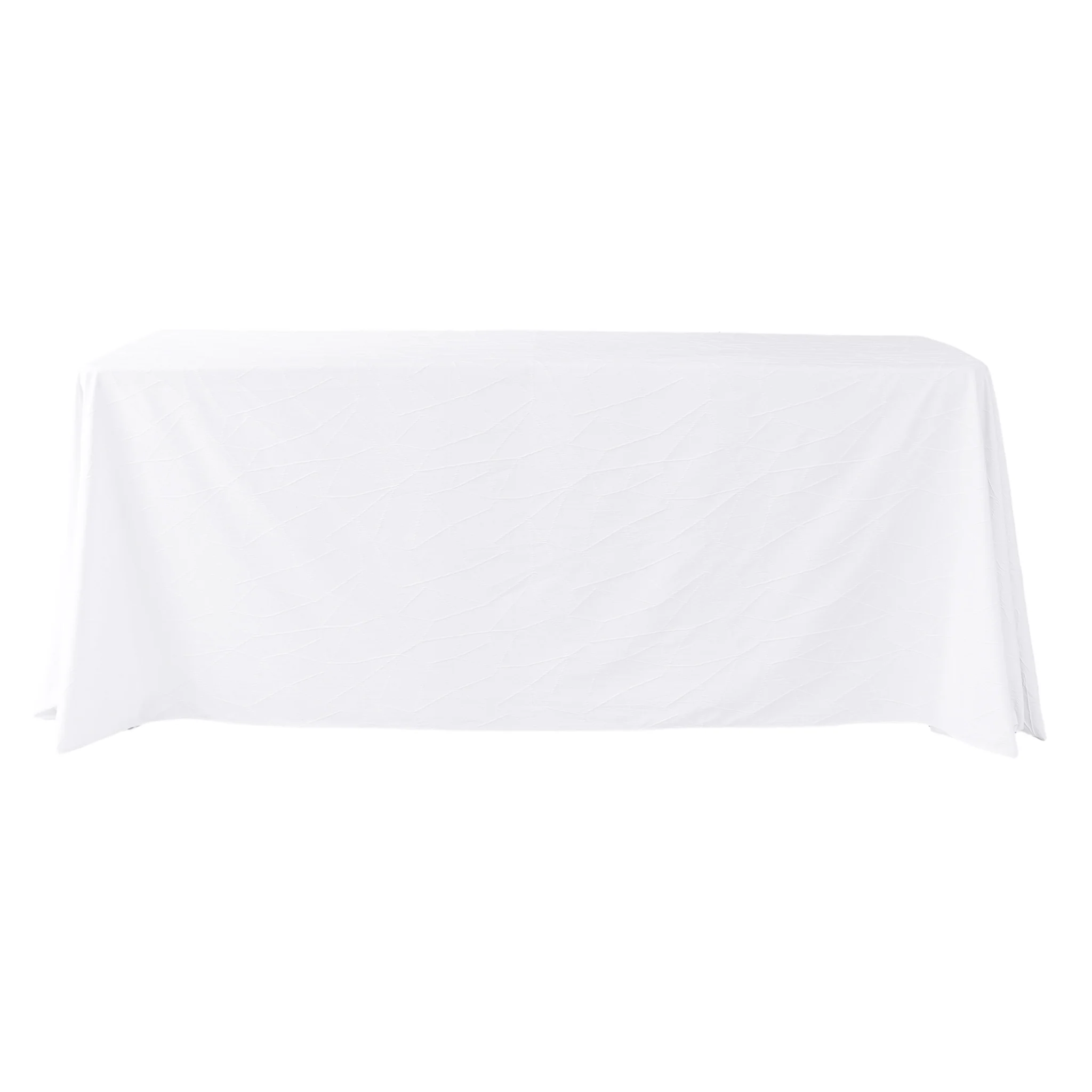 Embossed Geometric Jacquard 90"x156" Rectangle Tablecloth - White - Image 4