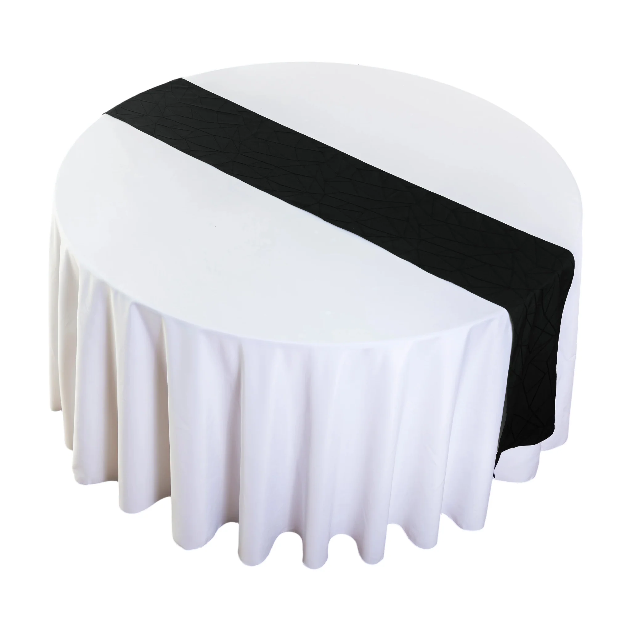 Embossed Geometric Jacquard Table Runner - Black - Image 8