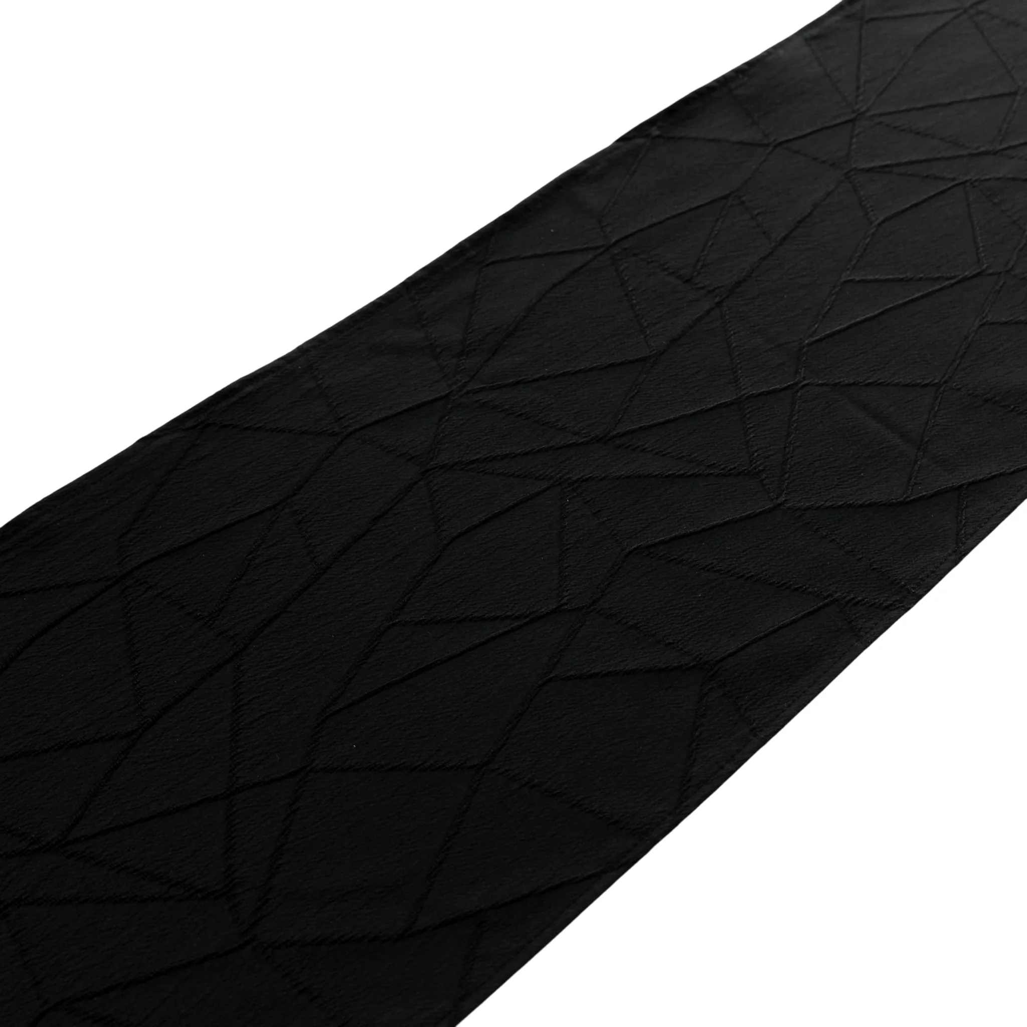 Embossed Geometric Jacquard Table Runner - Black - Image 9