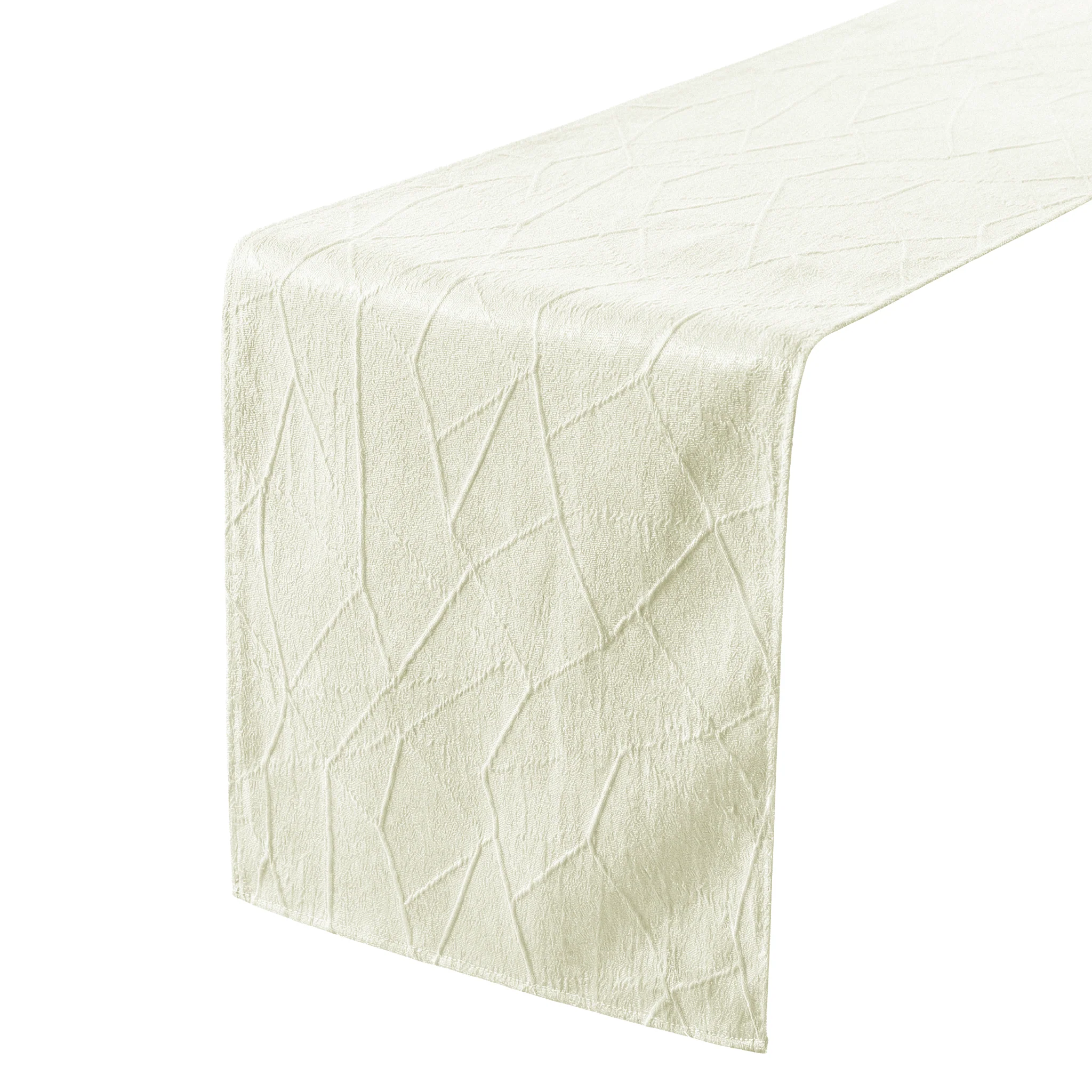 Embossed Geometric Jacquard Table Runner - Ivory
