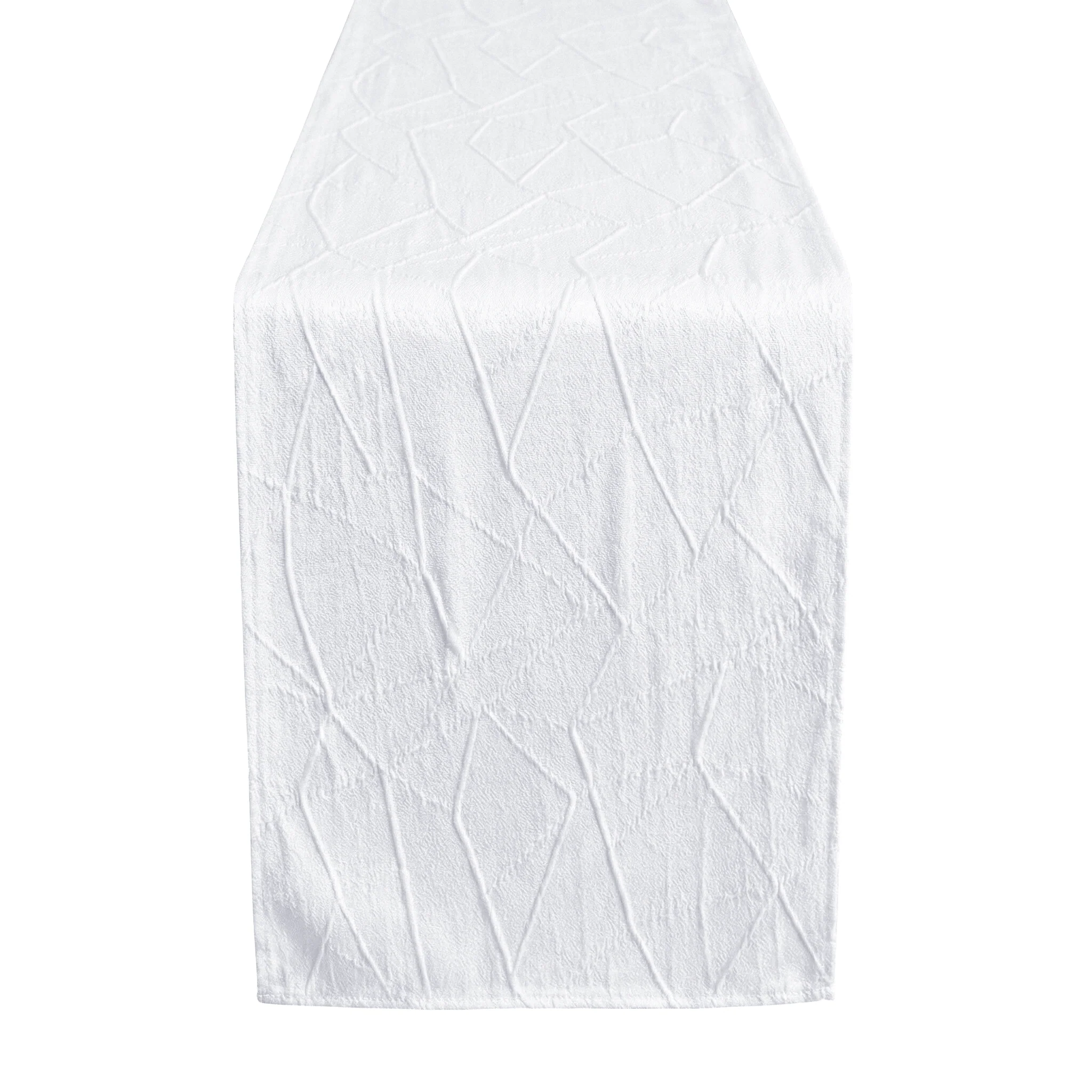 Embossed Geometric Jacquard Table Runner - White - Image 8