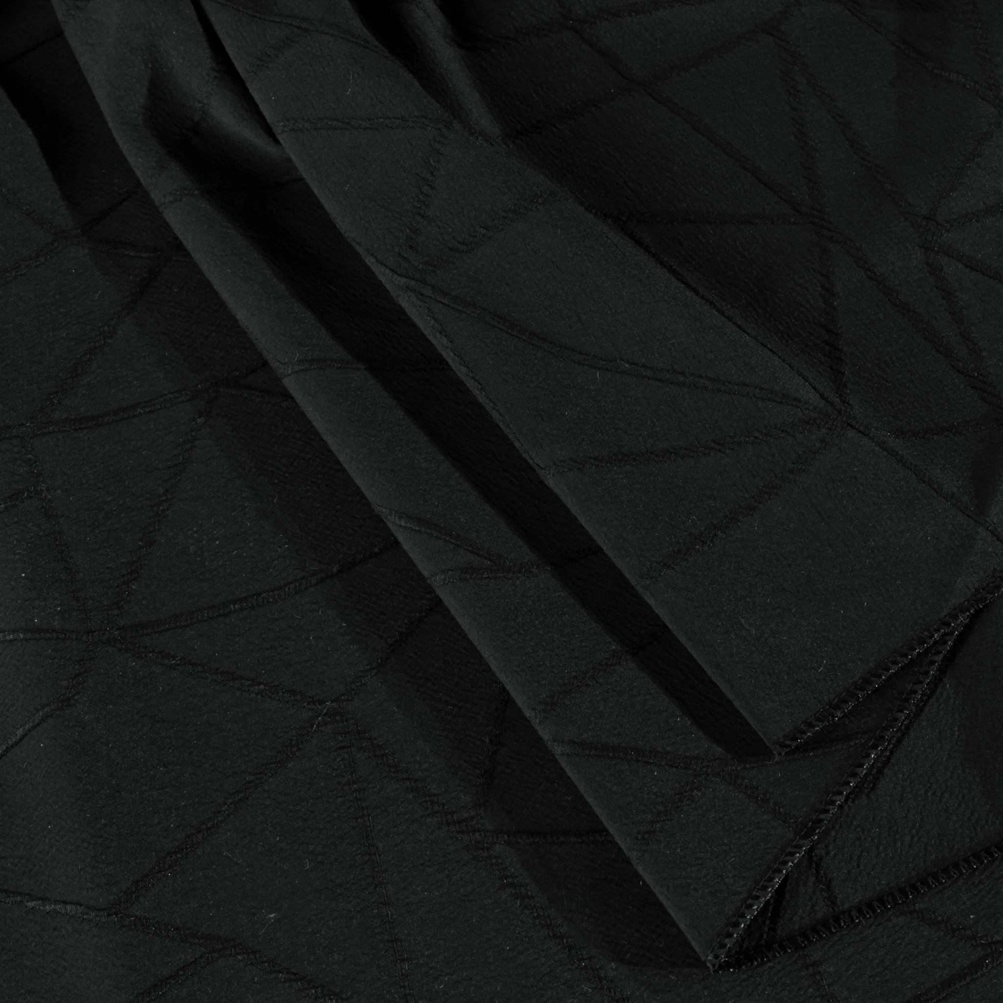Embossed Geometric Jacquard 132" Round Tablecloth - Black - Image 2