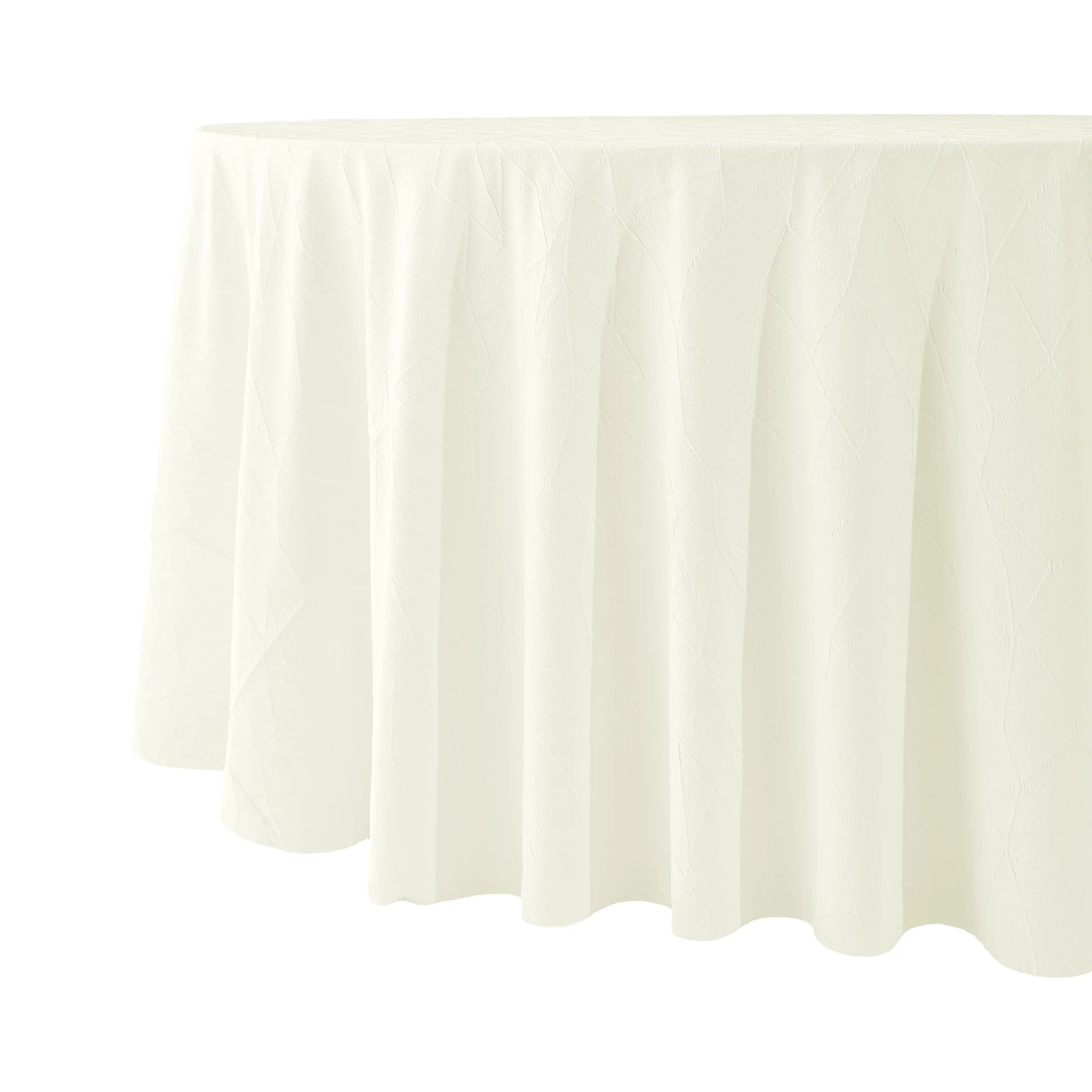 Embossed Geometric Jacquard 132" Round Tablecloth - Ivory - Image 2