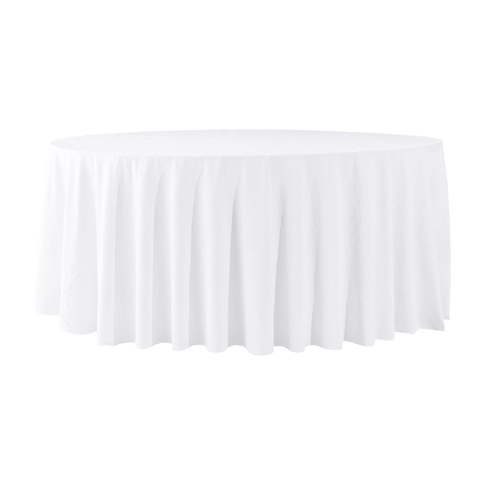 Embossed Geometric Jacquard 132" Round Tablecloth - White
