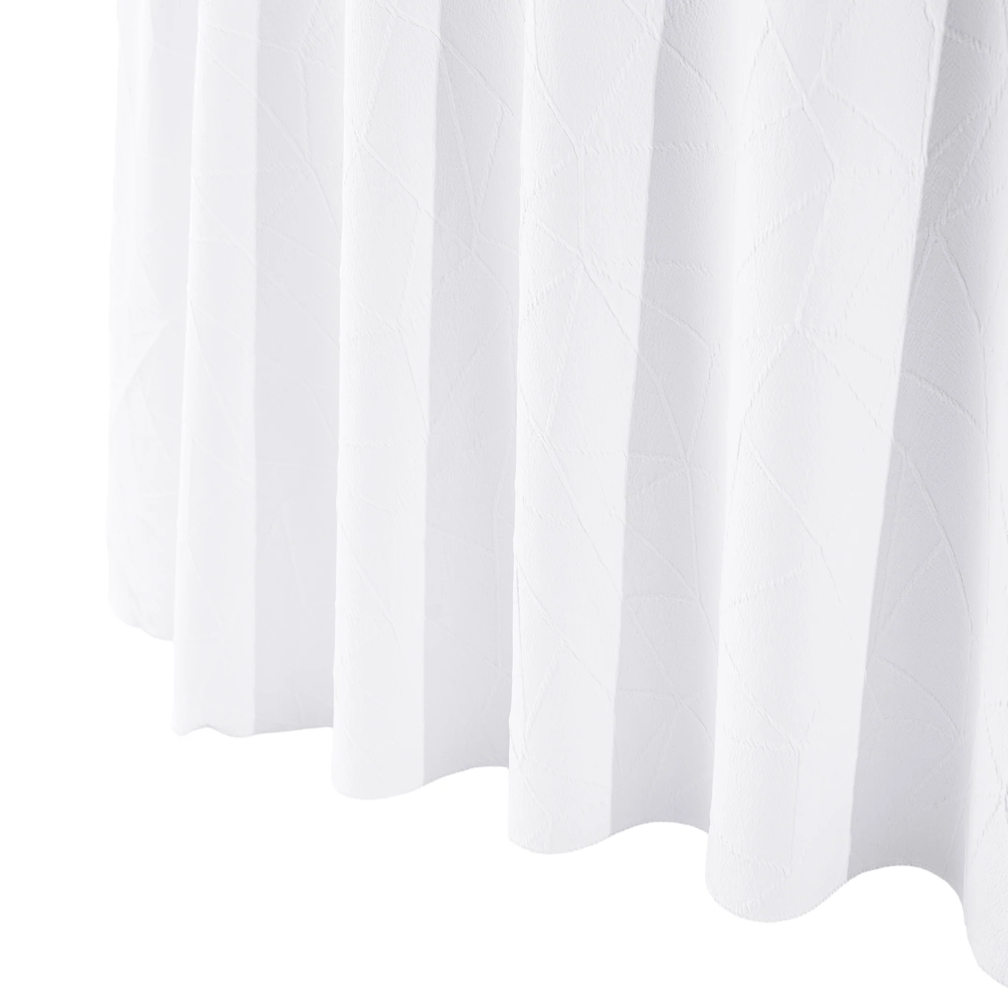 Embossed Geometric Jacquard 132" Round Tablecloth - White - Image 3