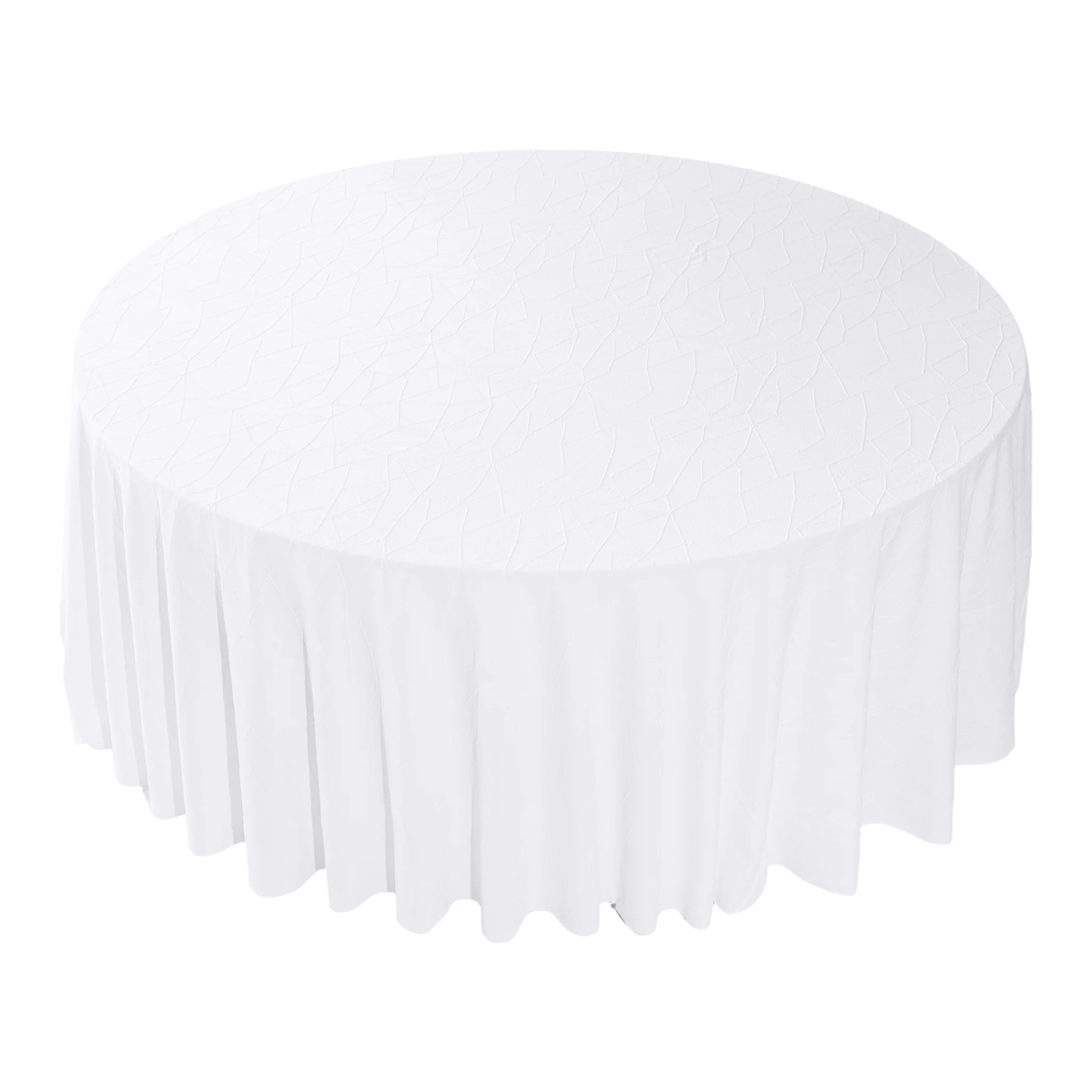 Embossed Geometric Jacquard 132" Round Tablecloth - White - Image 5