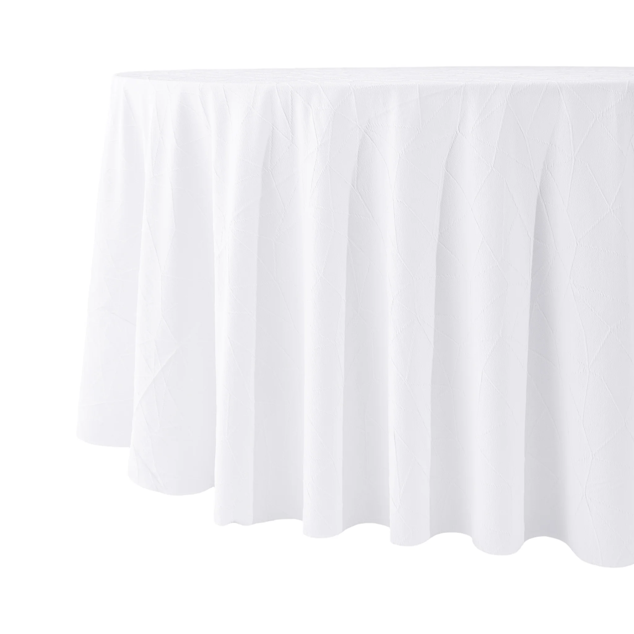 Embossed Geometric Jacquard 132" Round Tablecloth - White - Image 6