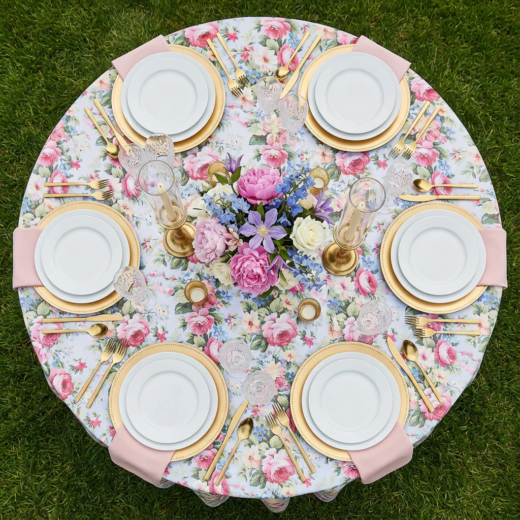 English Garden Floral 108" Round Tablecloth - Image 3
