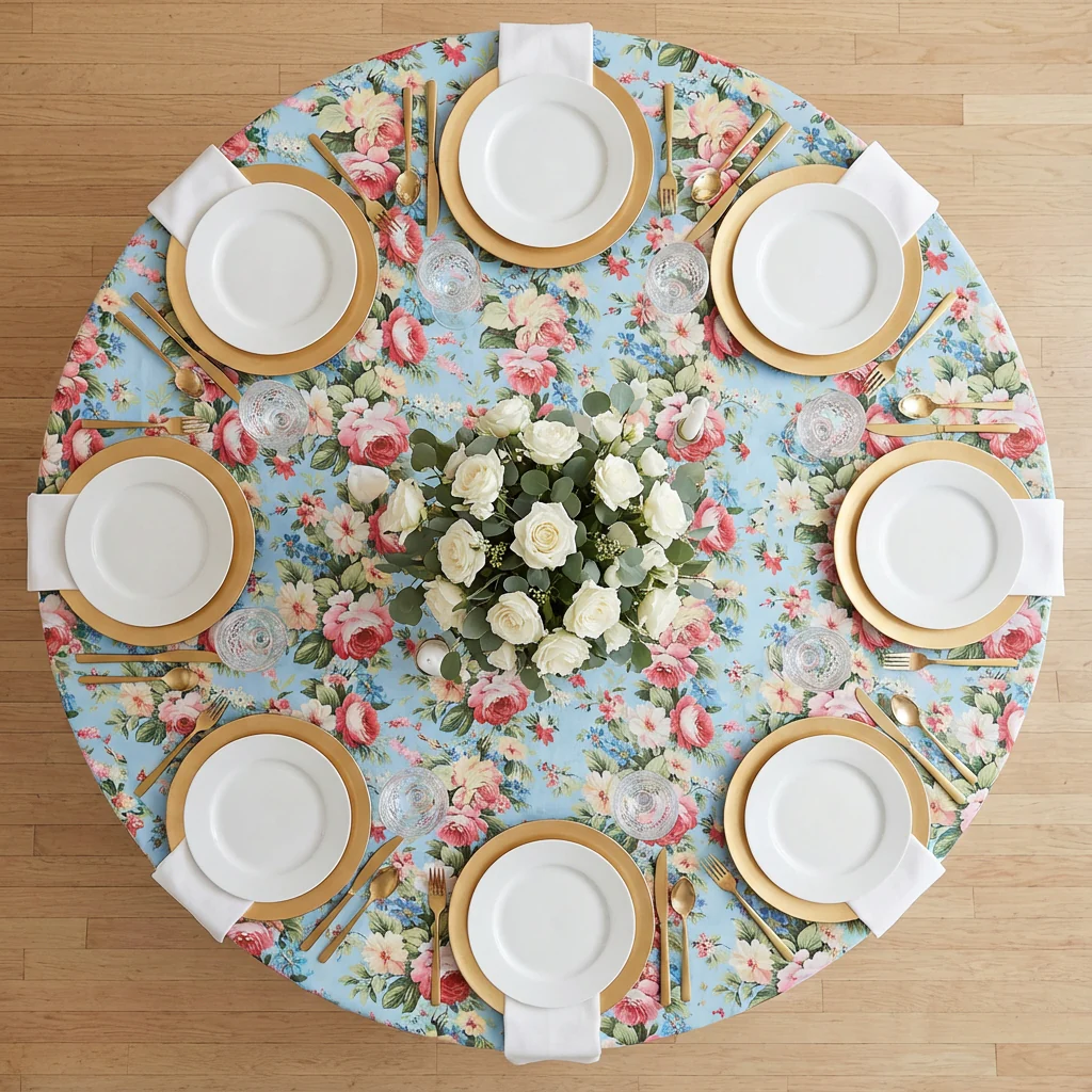 English Garden Floral 132" Round Tablecloth - Image 3