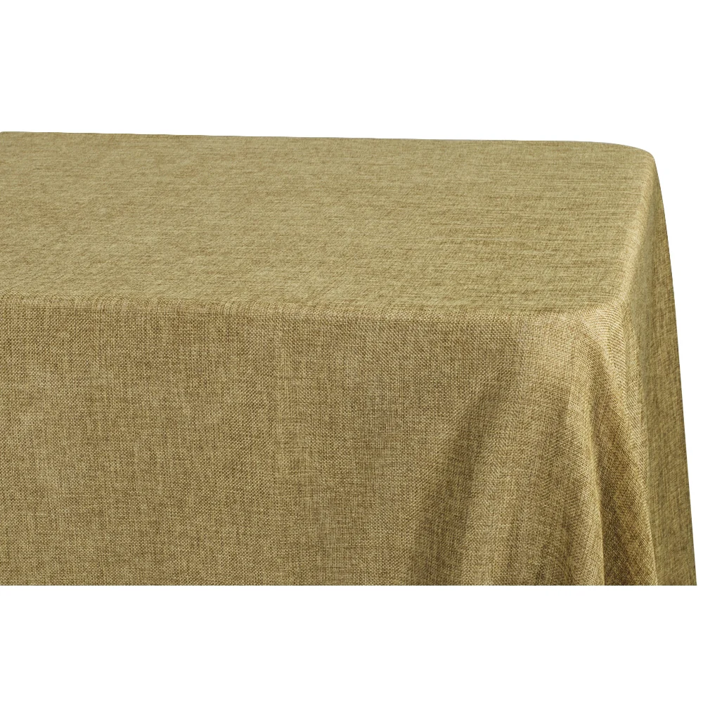 Faux Burlap Tablecloth 90"x156" Rectangular - Natural Tan - Image 2