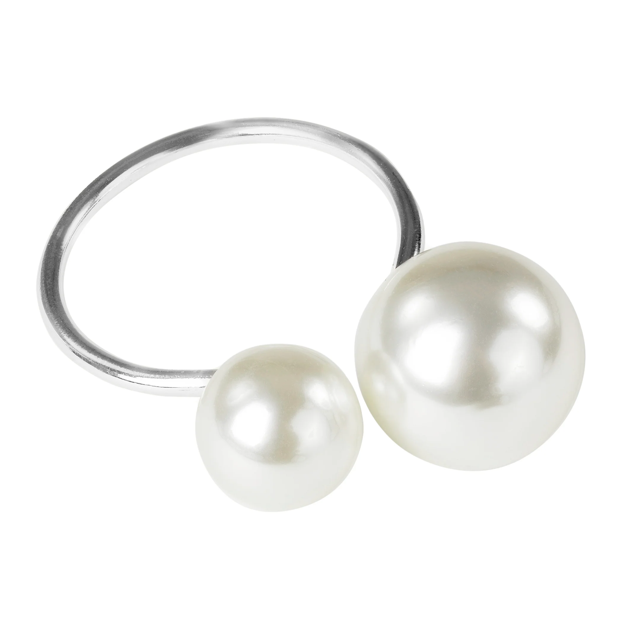 10 pc/pk Faux Pearl Napkin Ring - Silver