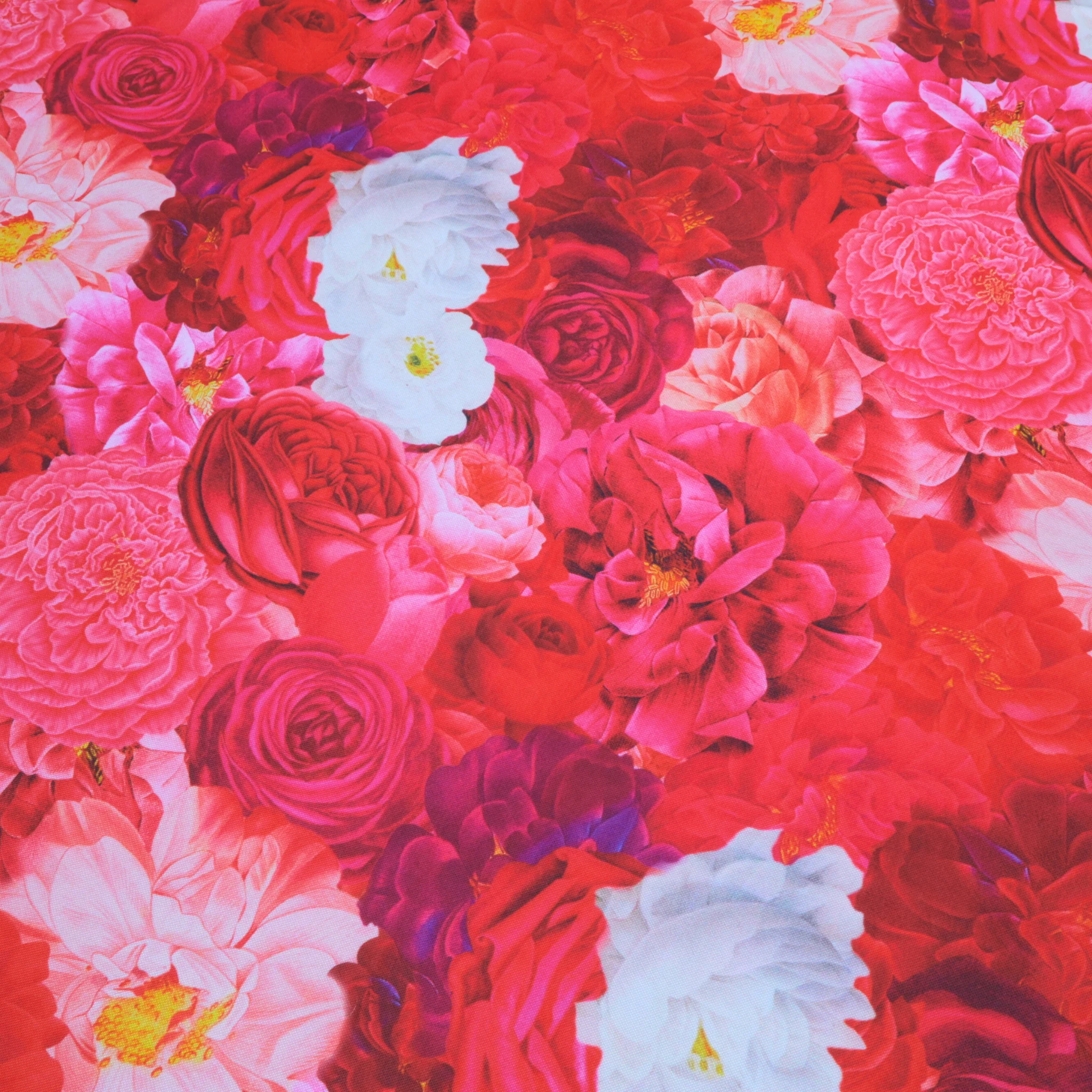 Floral Peony Roses 60"x120" Rectangular Tablecloth - Fuchsia - Image 4