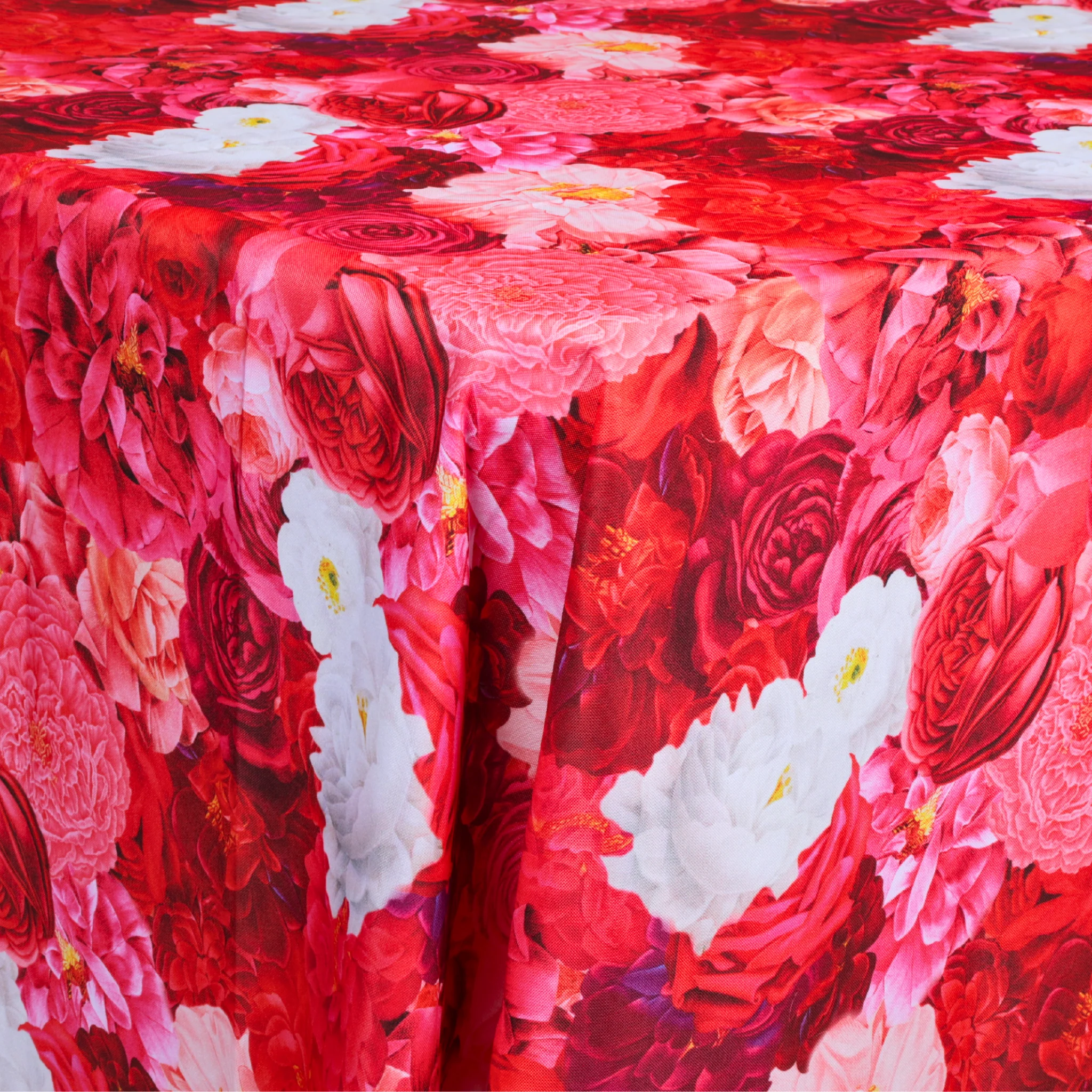 Floral Peony Roses 90"x156" Rectangular Tablecloth - Fuchsia - Image 6