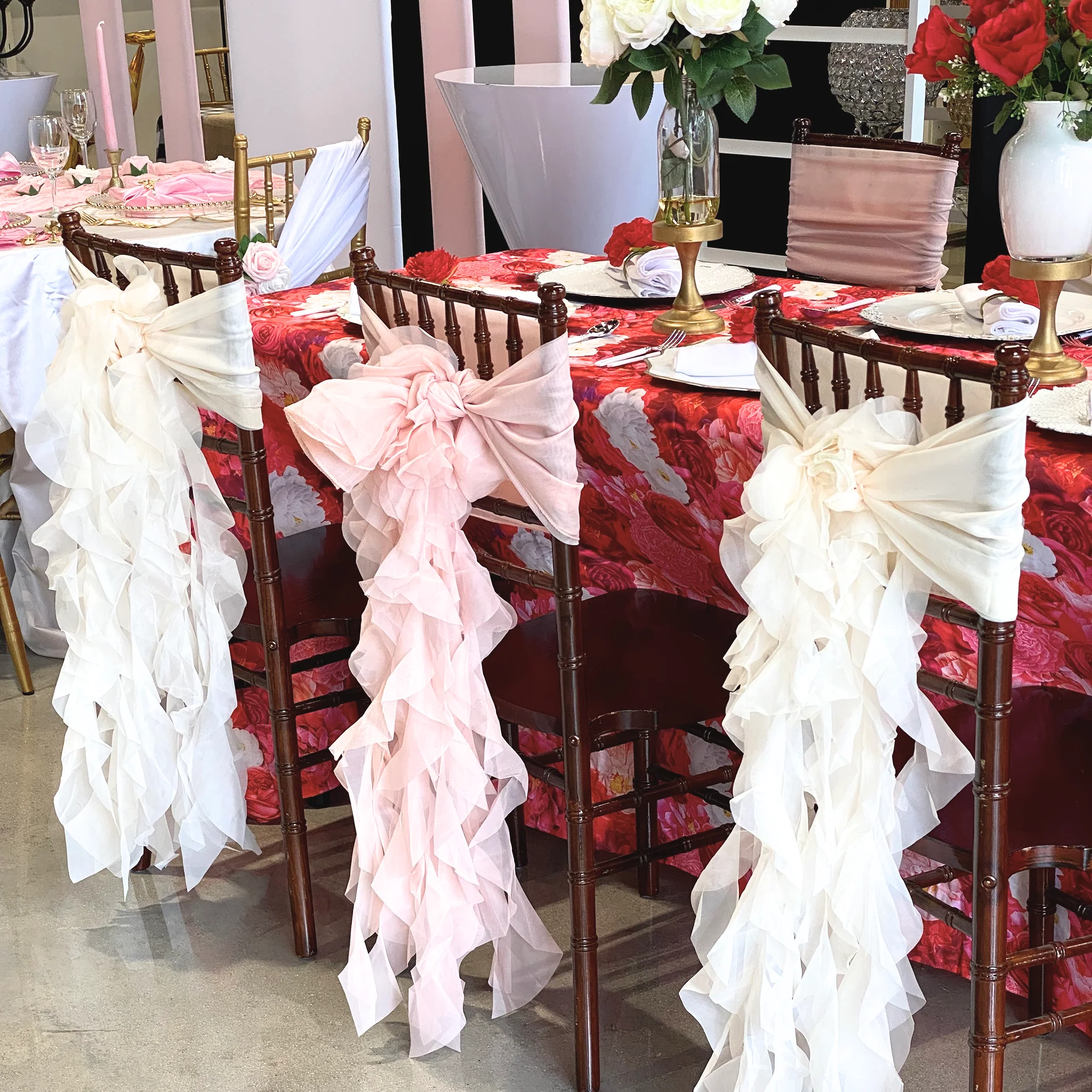 Floral Peony Roses 90"x156" Rectangular Tablecloth - Fuchsia - Image 9