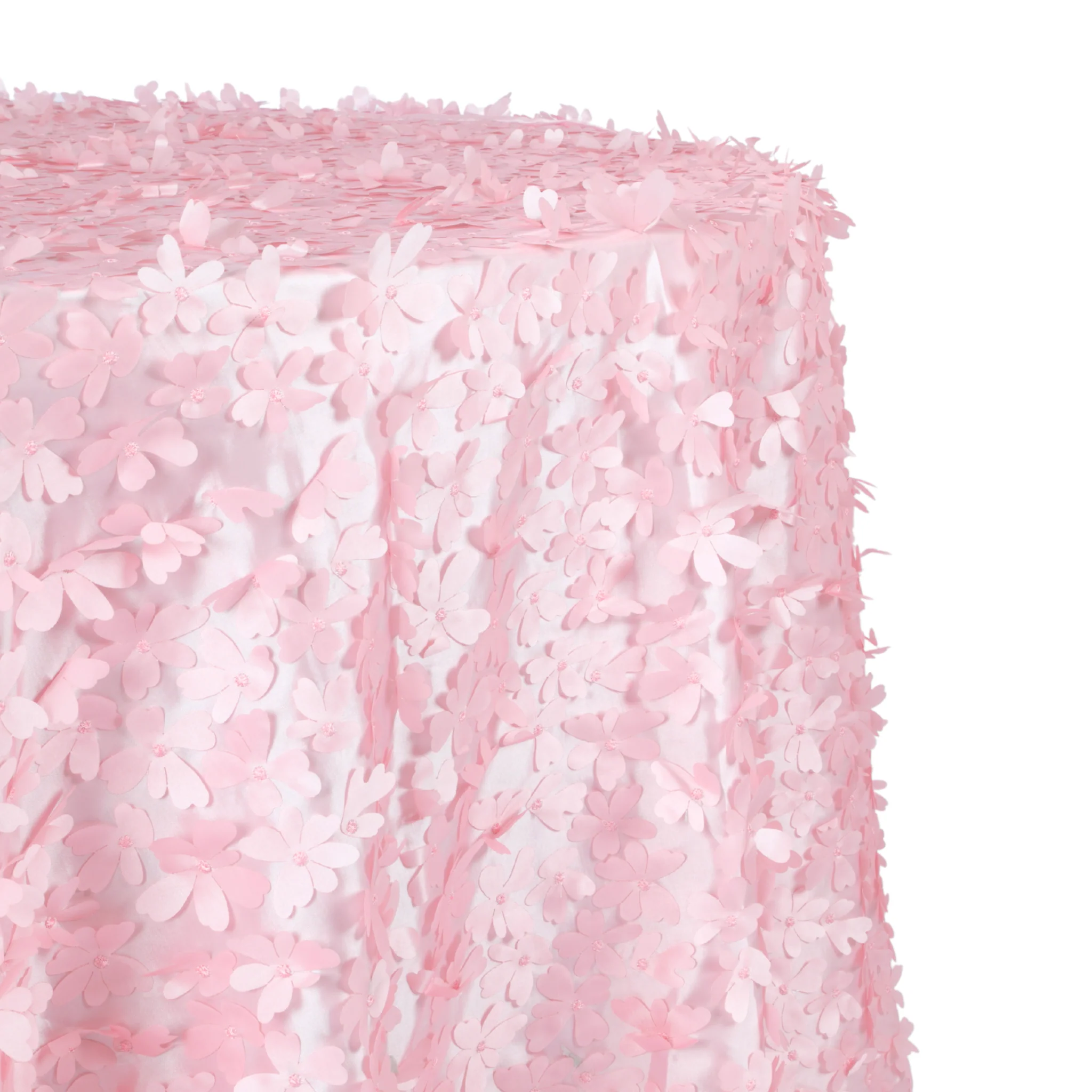 Flower Petal Taffeta Round 120" Tablecloth - Pink - Image 5