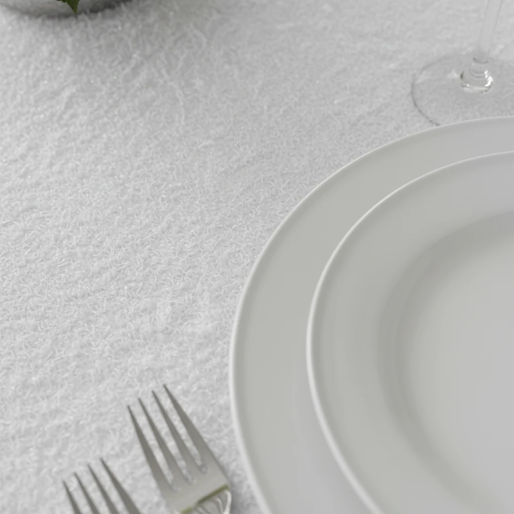 Flurries 120" Round Tablecloth - White - Image 4