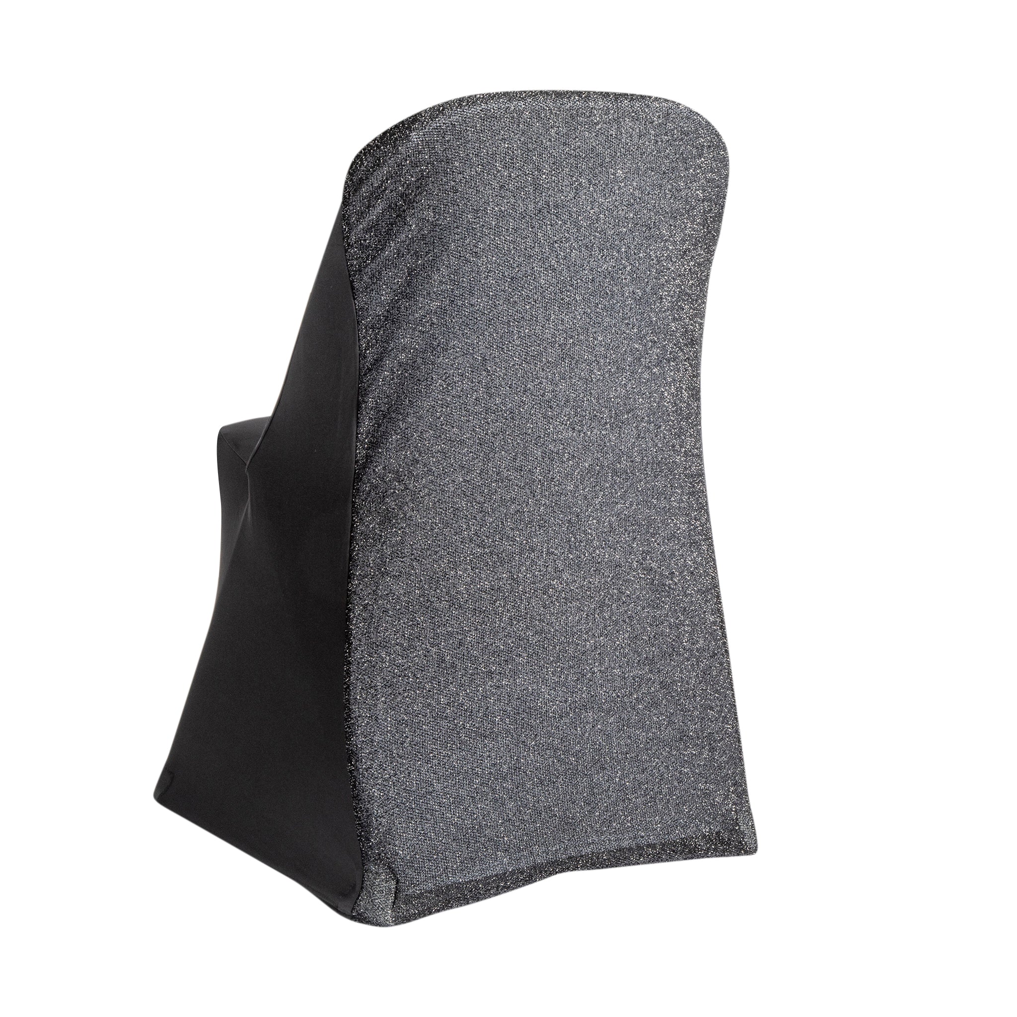 Shimmer Tinsel Folding Spandex Chair Cover - Black - Image 2