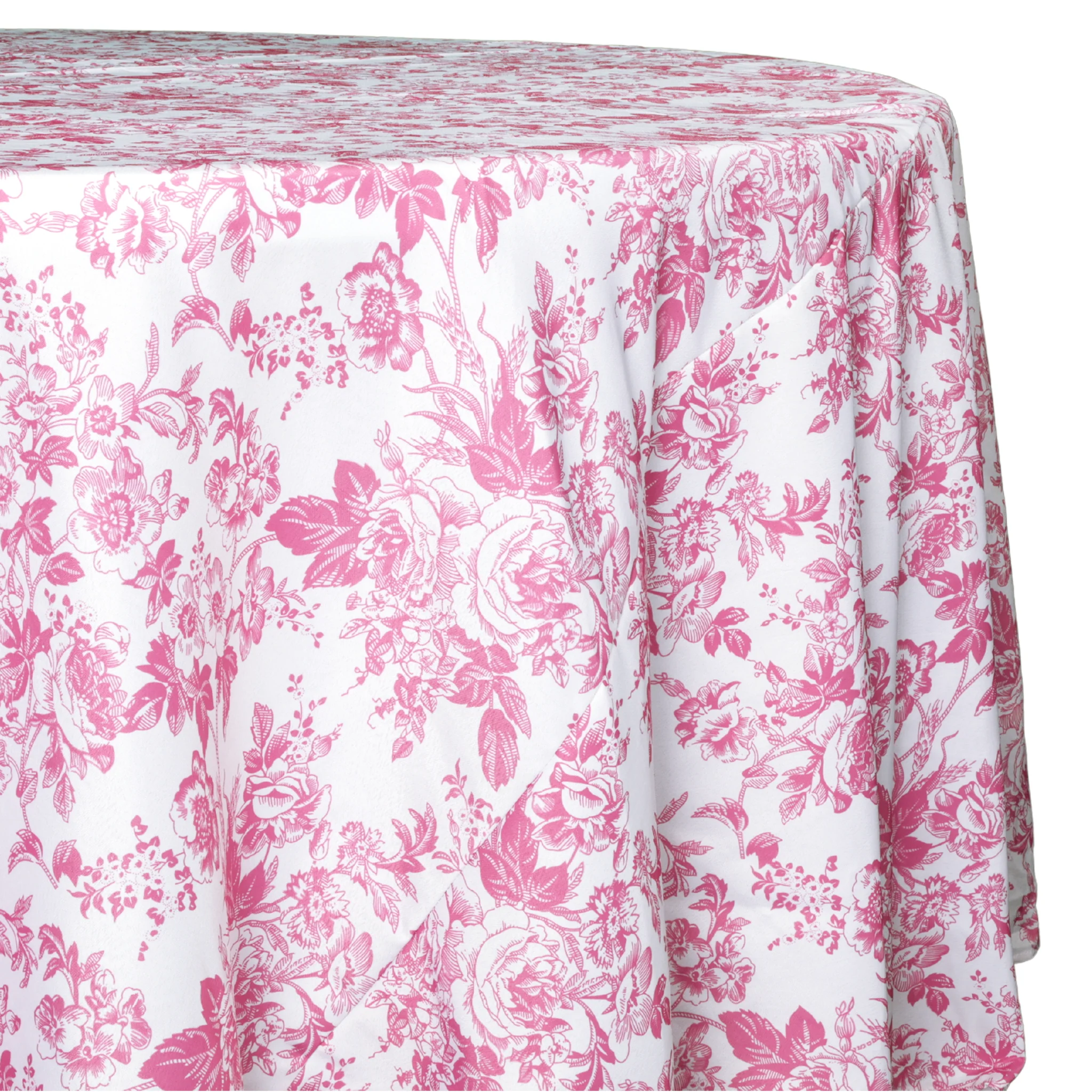 French Toile 108" Round Tablecloth - Pink - Image 4